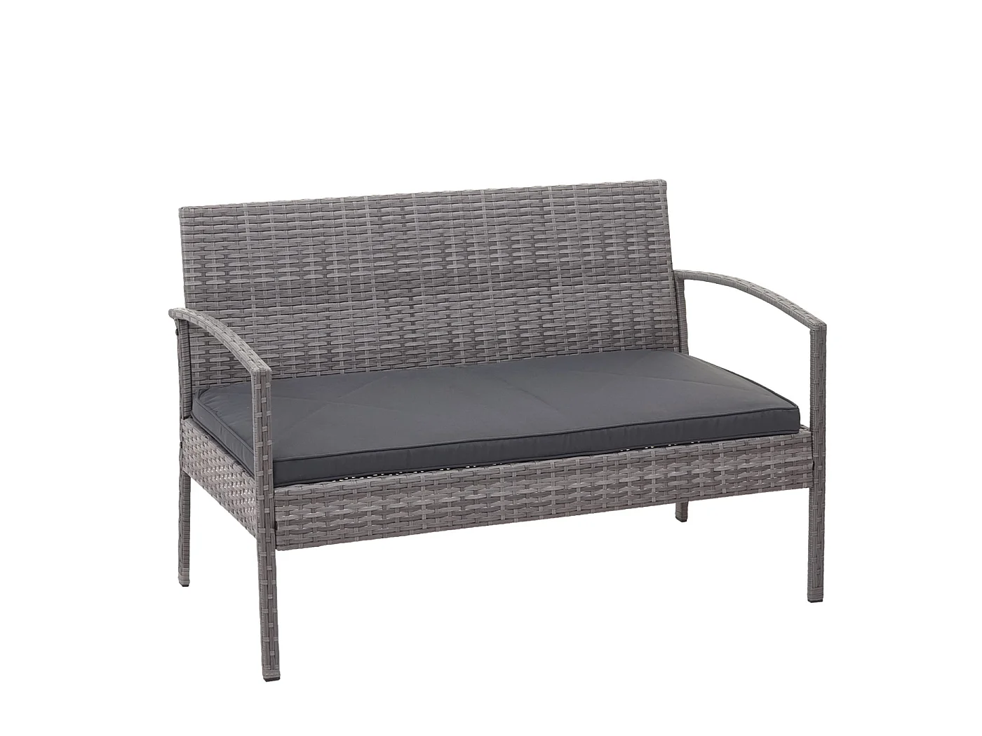 Zestaw polirattanowy MCW-F56 (4-częściowy),  szary, ciemnoszare poduszki