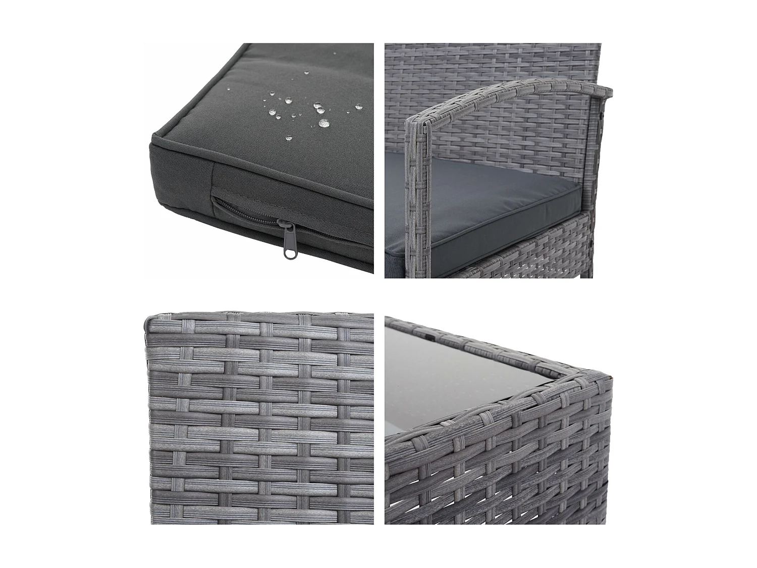 Zestaw polirattanowy MCW-F56 (4-częściowy),  szary, ciemnoszare poduszki