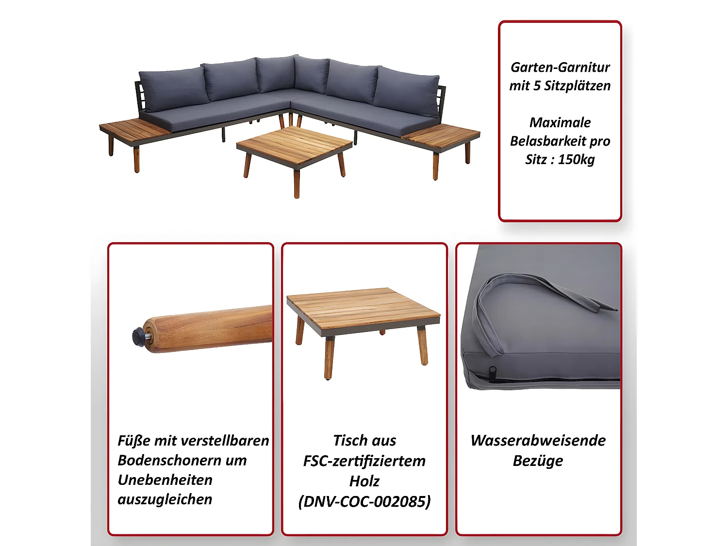 Garten-Garnitur MCW-E97 (3-teilig)