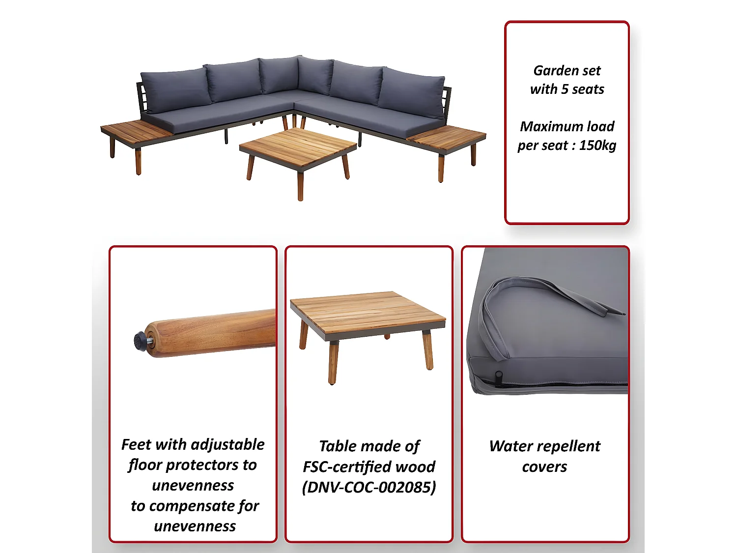 Garten-Garnitur MCW-E97 (3-teilig)