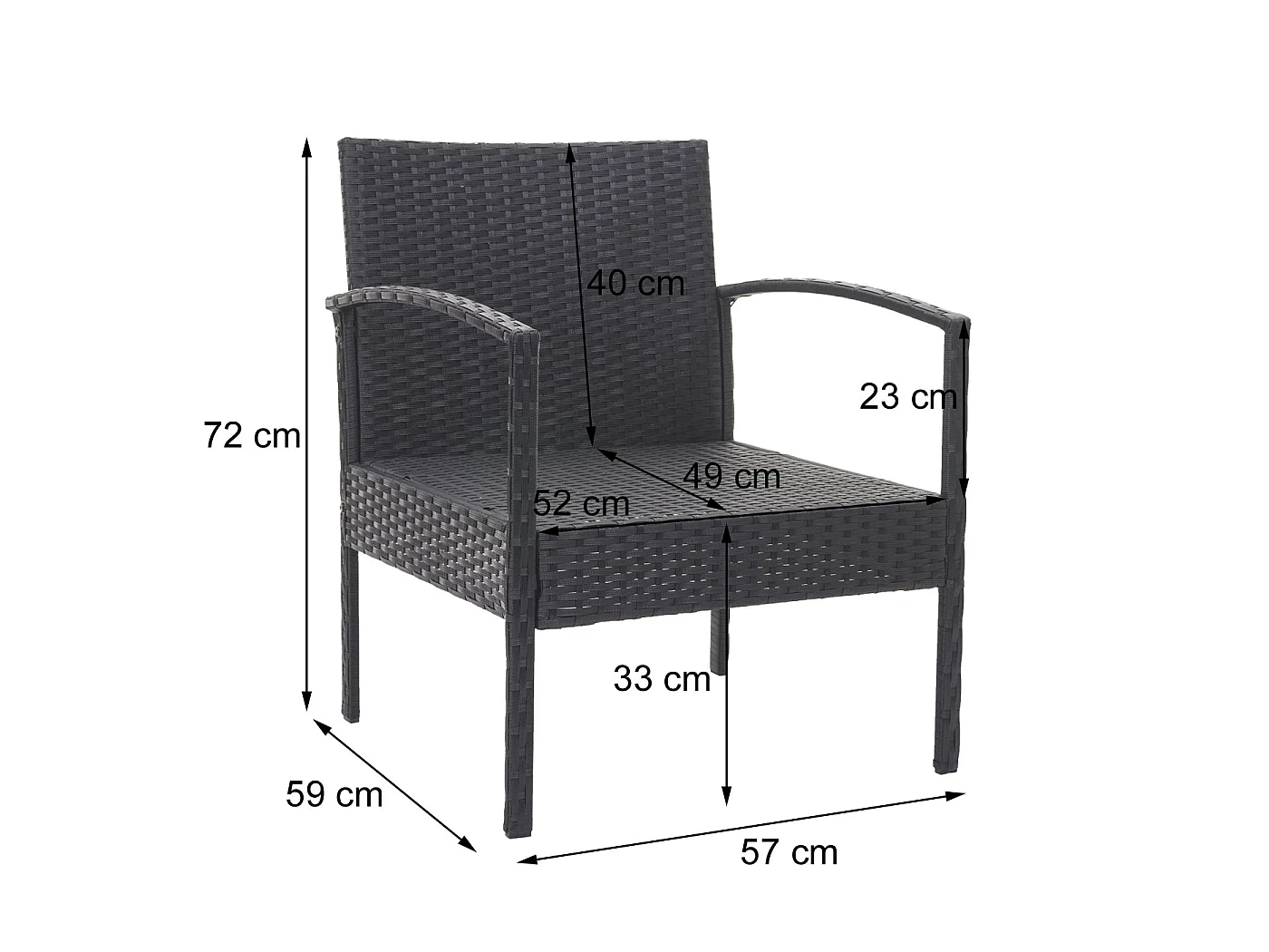 Set salotto giardino esterno salottino elegante MCW-F56 polyrattan marrone con cuscini grigio scuro