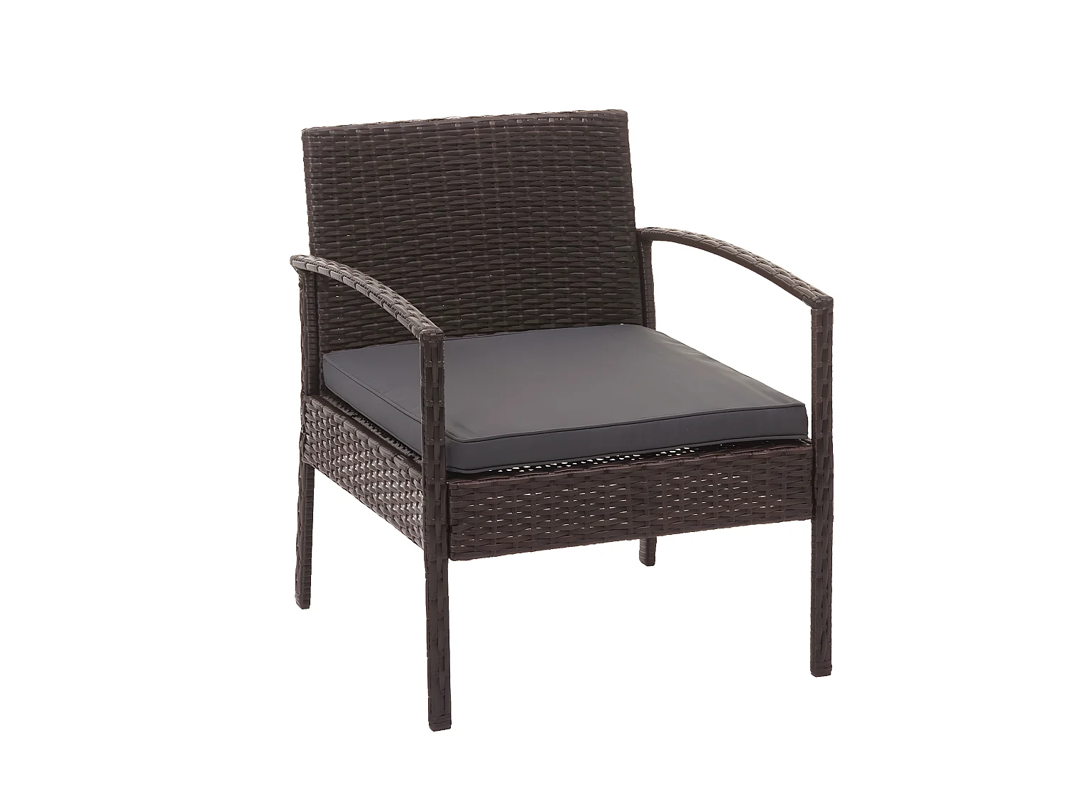 Set salotto giardino esterno salottino elegante MCW-F56 polyrattan marrone con cuscini grigio scuro