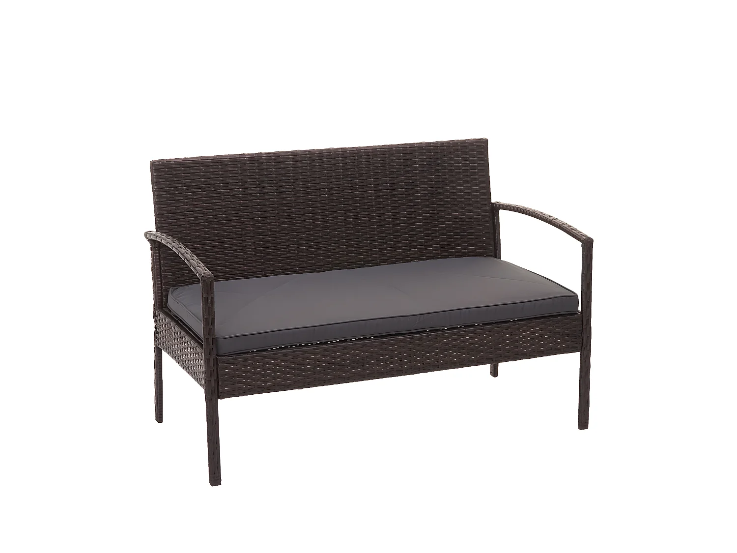 Set salotto giardino esterno salottino elegante MCW-F56 polyrattan marrone con cuscini grigio scuro