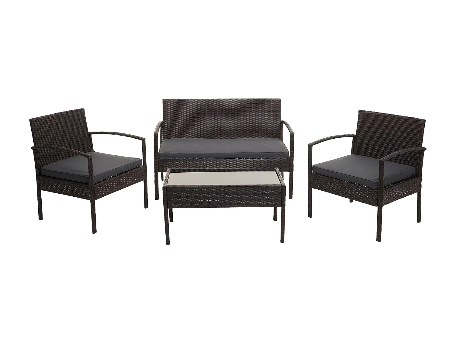 Zestaw polirattanowy MCW-F56 (4-częściowy),  brązowy, ciemnoszare poduszki