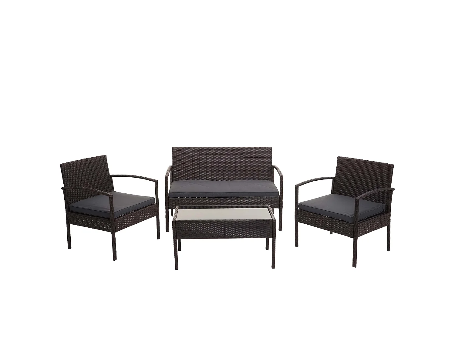 Zestaw polirattanowy MCW-F56 (4-częściowy),  brązowy, ciemnoszare poduszki