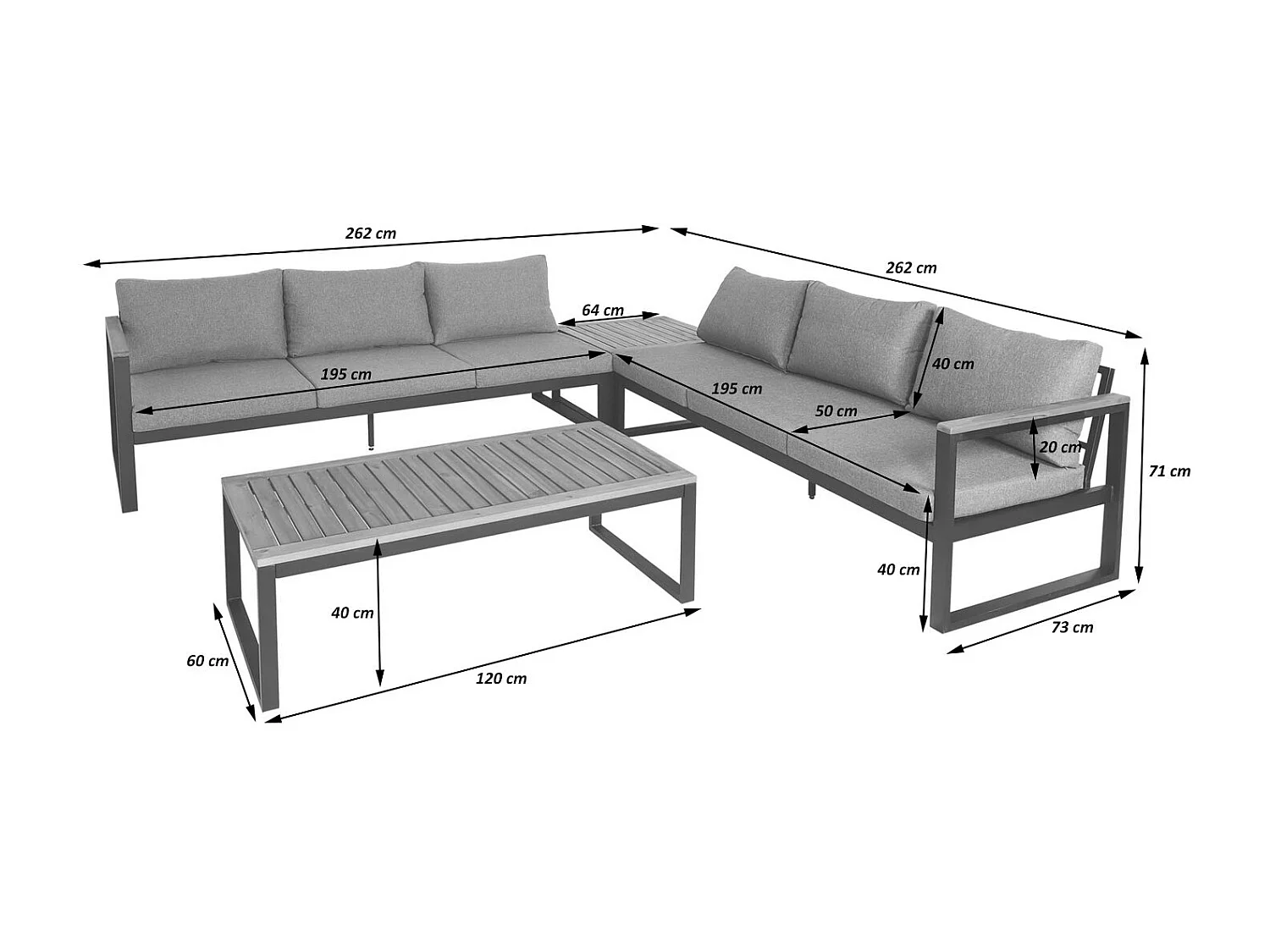 Tuinset MCW-L26 (set van 4),  lichtgrijs