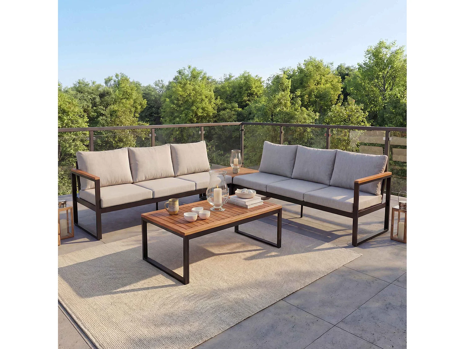 Garten-Garnitur MCW-L26 (4er-Set), Hellgrau