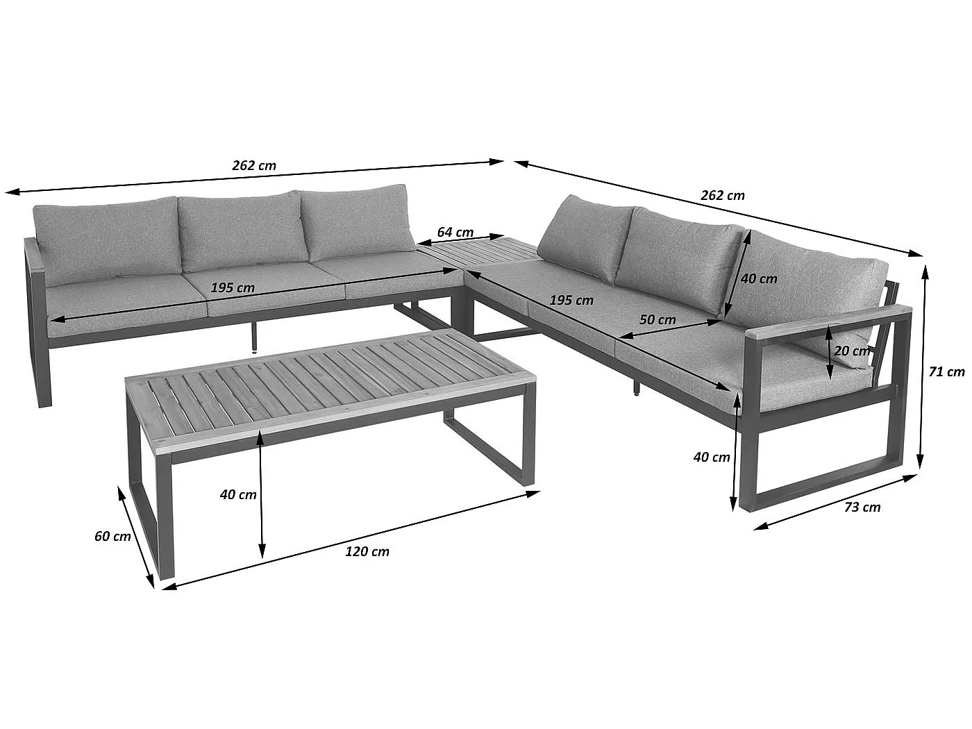 Garten-Garnitur MCW-L26 (4er-Set), Hellgrau