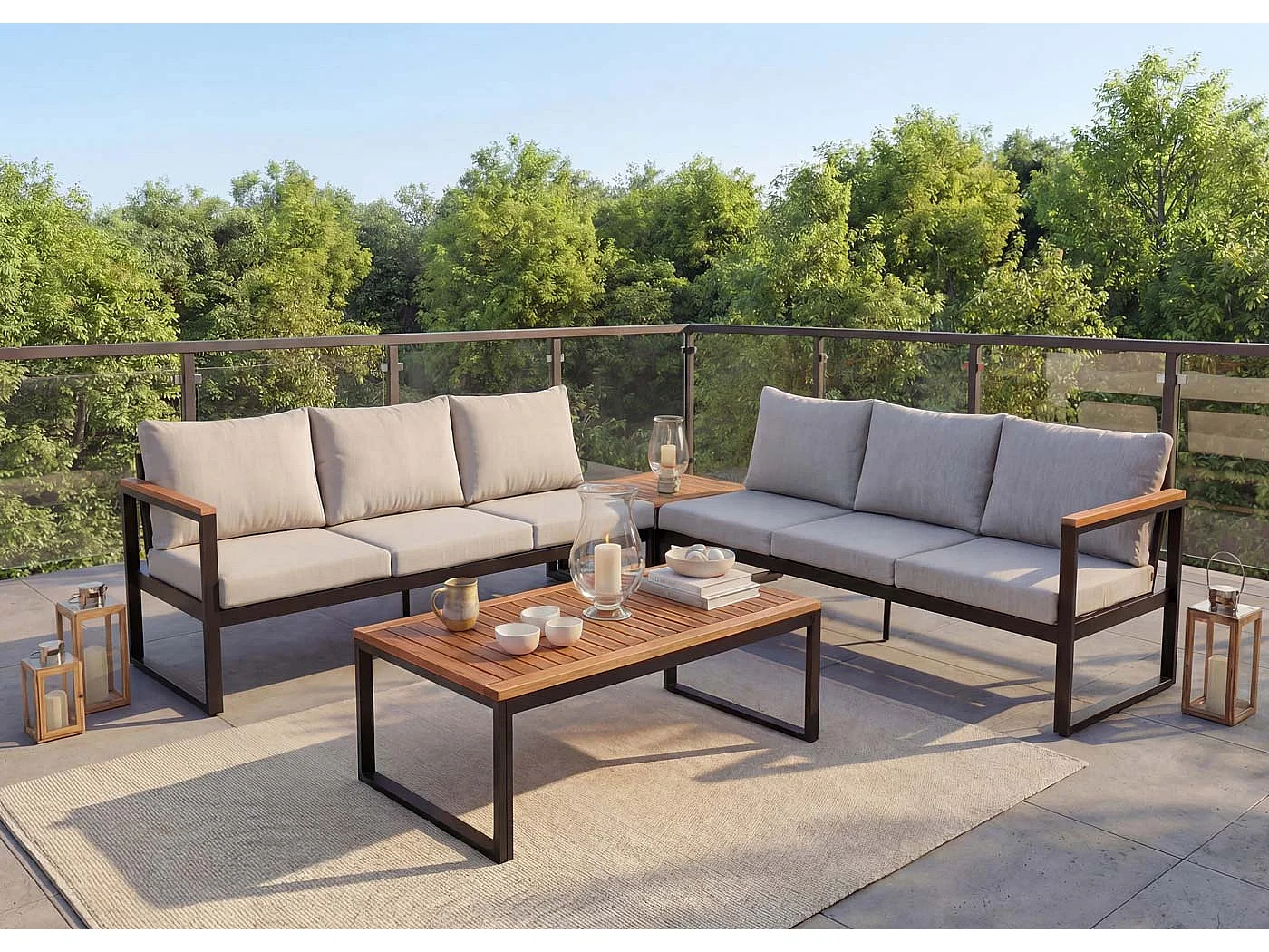 Garten-Garnitur MCW-L26 (4er-Set), Hellgrau