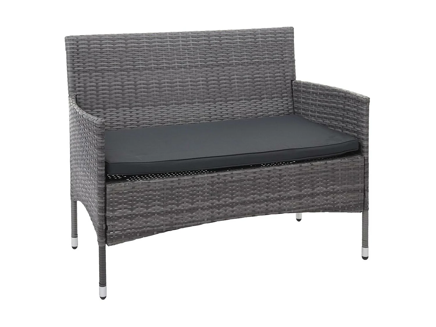 Poly-rattan set MCW-F55 (4-delig),  grijs, donkergrijze kussens