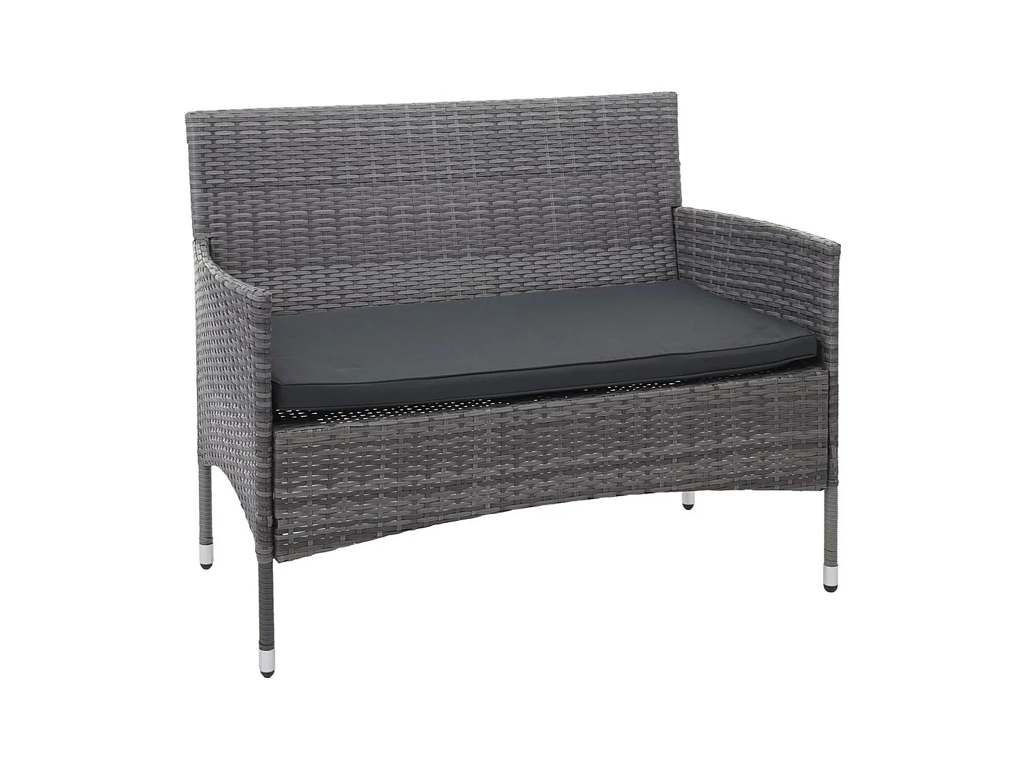 Zestaw polirattanowy MCW-F55 (4-częściowy),  szary, ciemnoszare poduszki