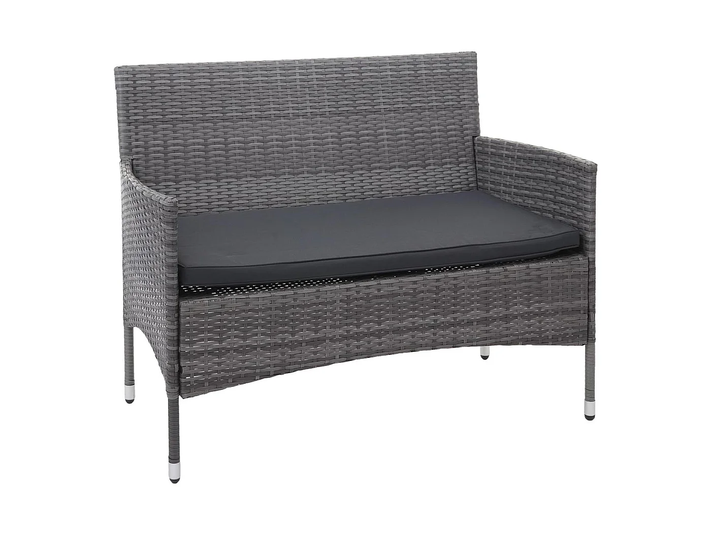 Zestaw polirattanowy MCW-F55 (4-częściowy),  szary, ciemnoszare poduszki