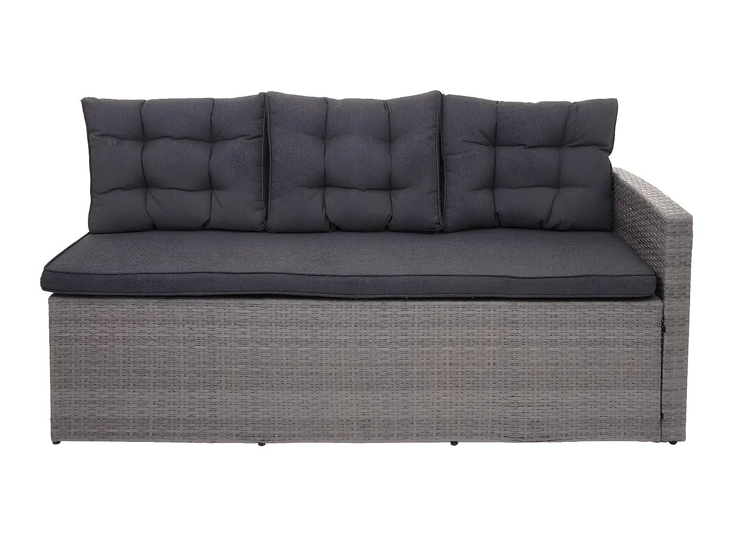 Zestaw polirattanowy MCW-A29,  szary, szare poduszki + ławka