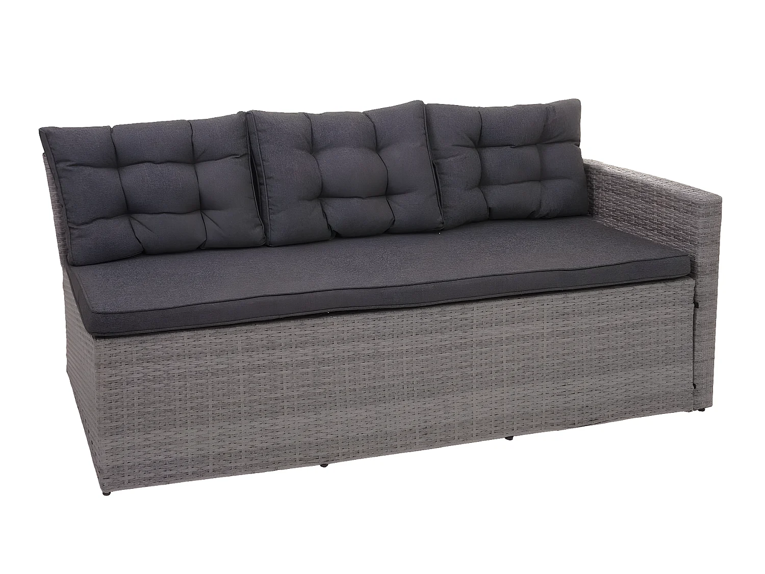 Zestaw polirattanowy MCW-A29,  szary, szare poduszki + ławka