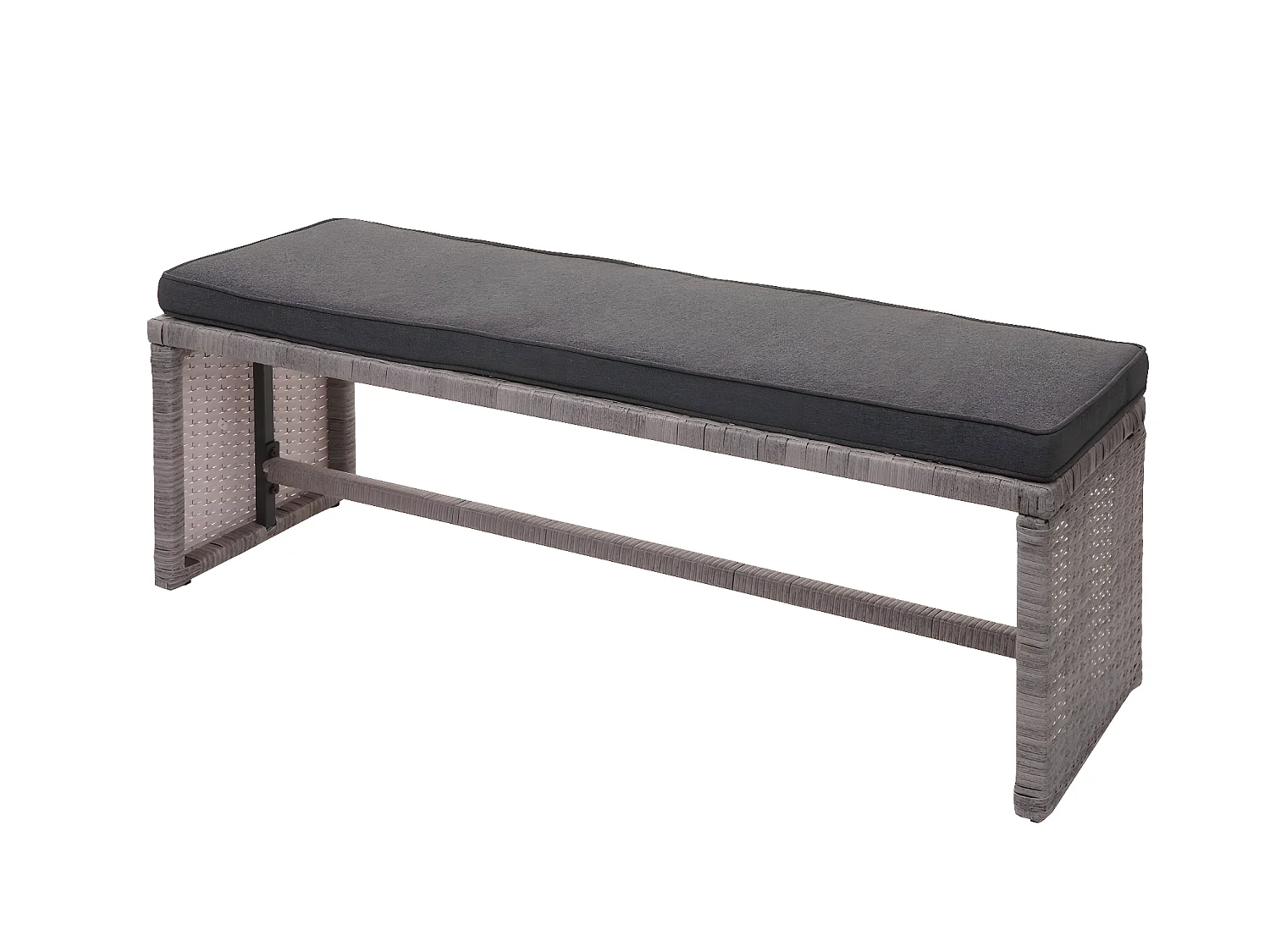 Zestaw polirattanowy MCW-A29,  szary, szare poduszki + ławka