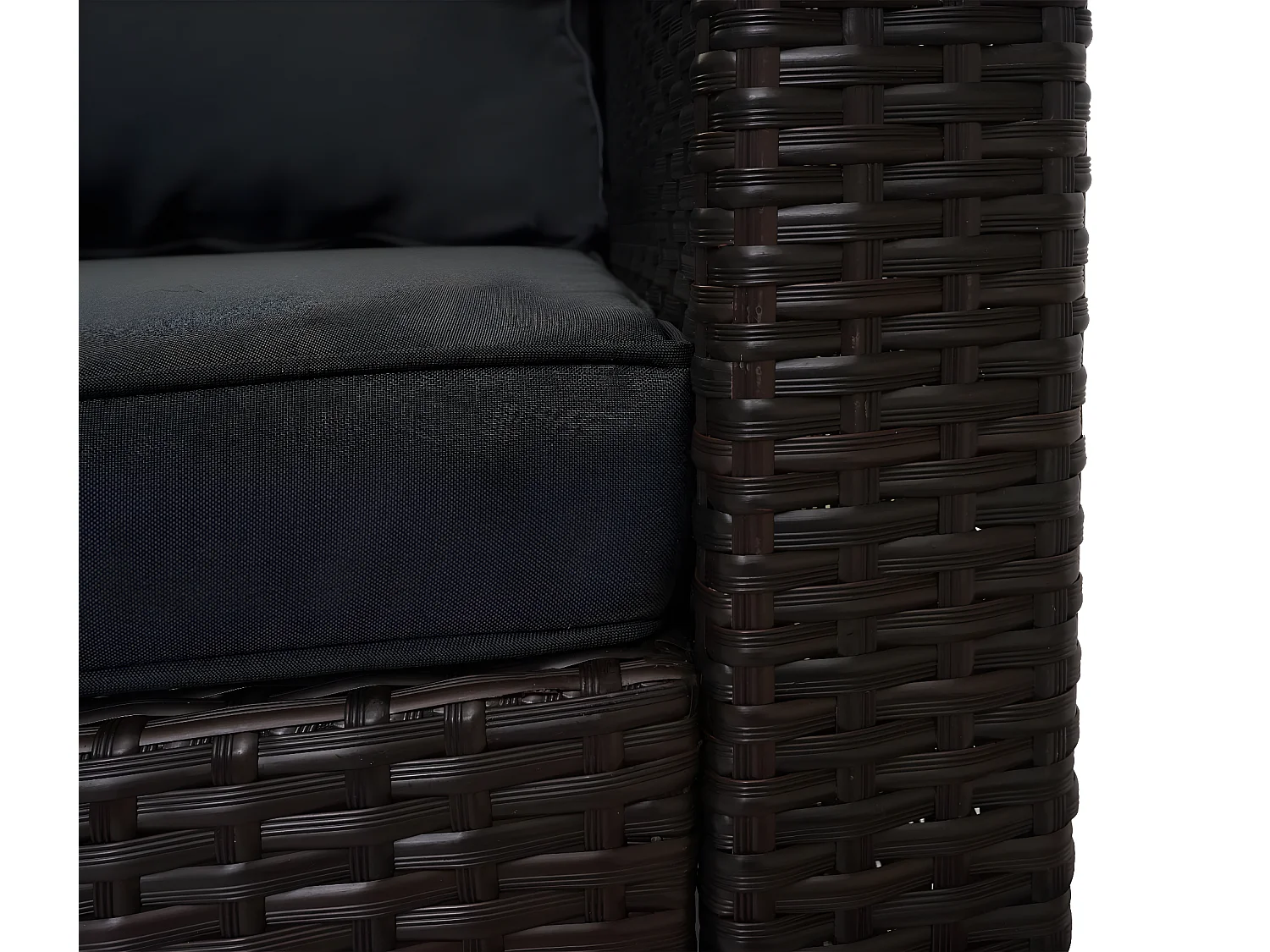 Set salotto giardino esterno salottino MCW-F57 polyrattan marrone con cuscini grigio scuro e decorativi