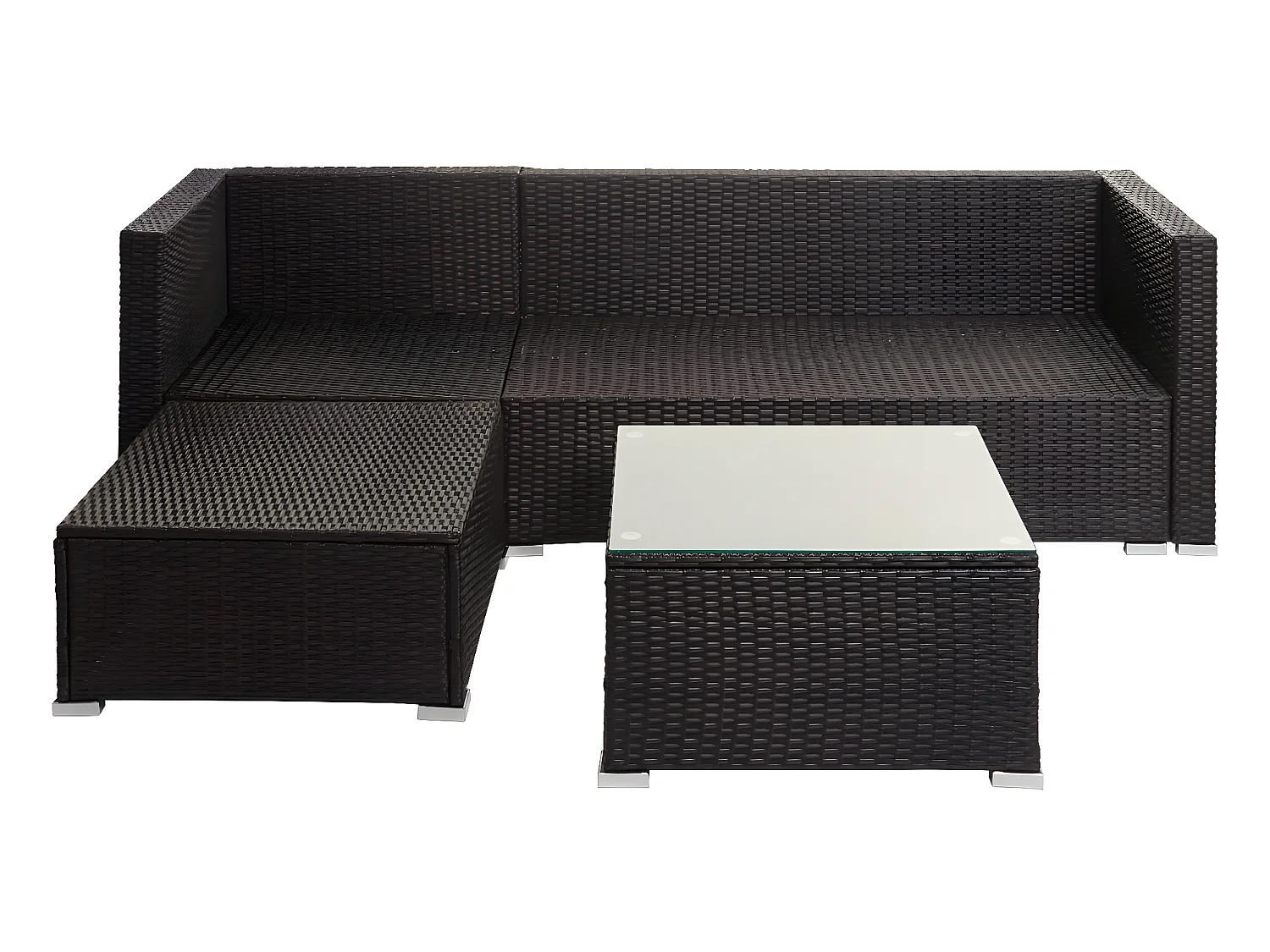 Set salotto giardino esterno salottino MCW-F57 polyrattan marrone con cuscini grigio scuro e decorativi