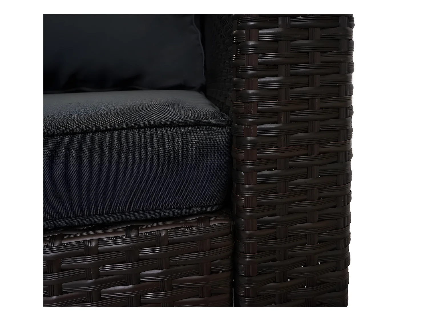 Zestaw polirattanowy MCW-F57 (3-częściowy),  brązowe, ciemnoszare poduszki z poduszkami dekoracyjnymi