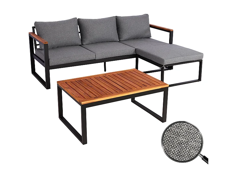 Garten-Garnitur MCW-L26b (3er-Set), Dunkelgrau