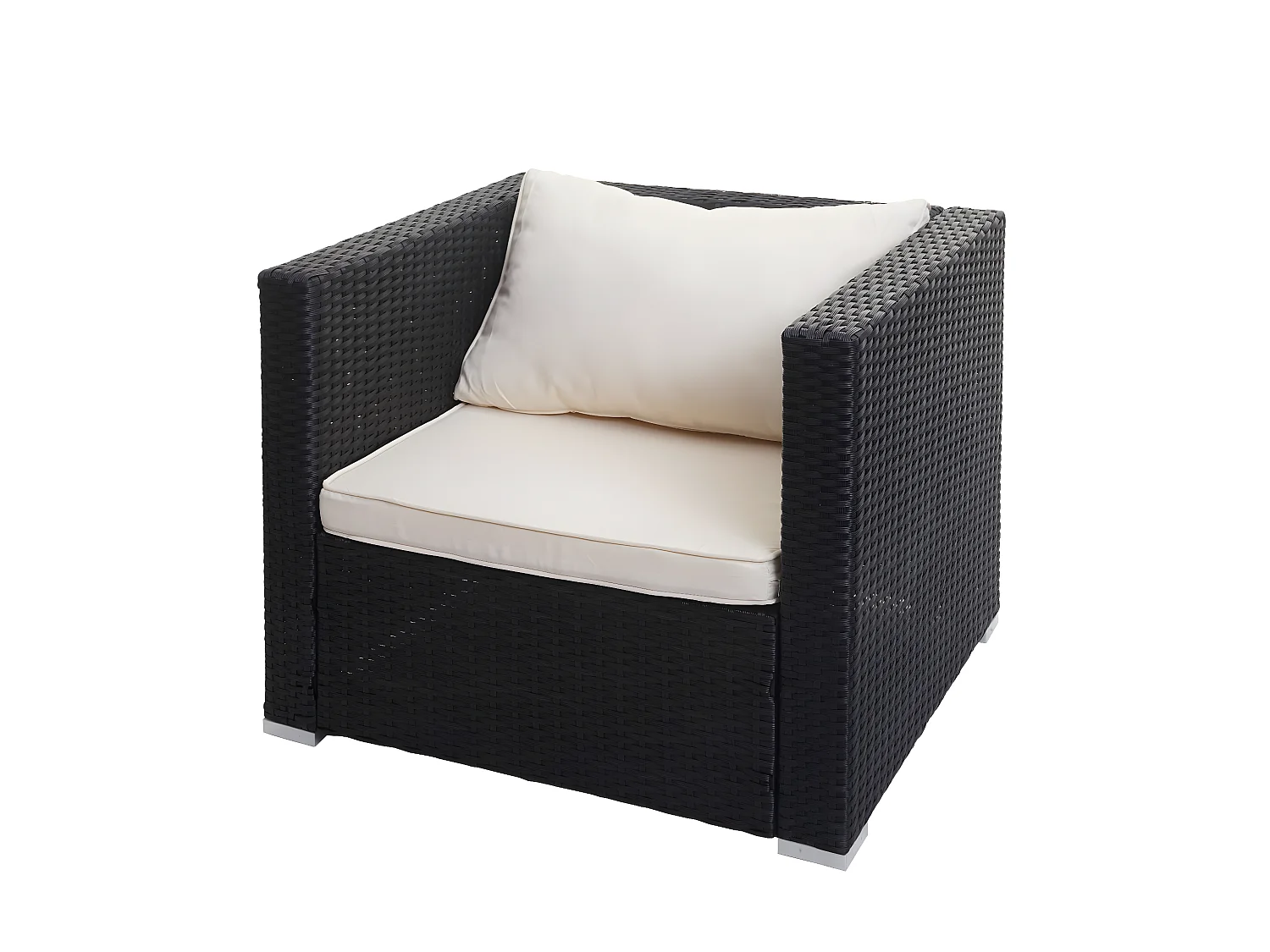 Zestaw polirattanowy Busto,  czarny, poduszki kremowe