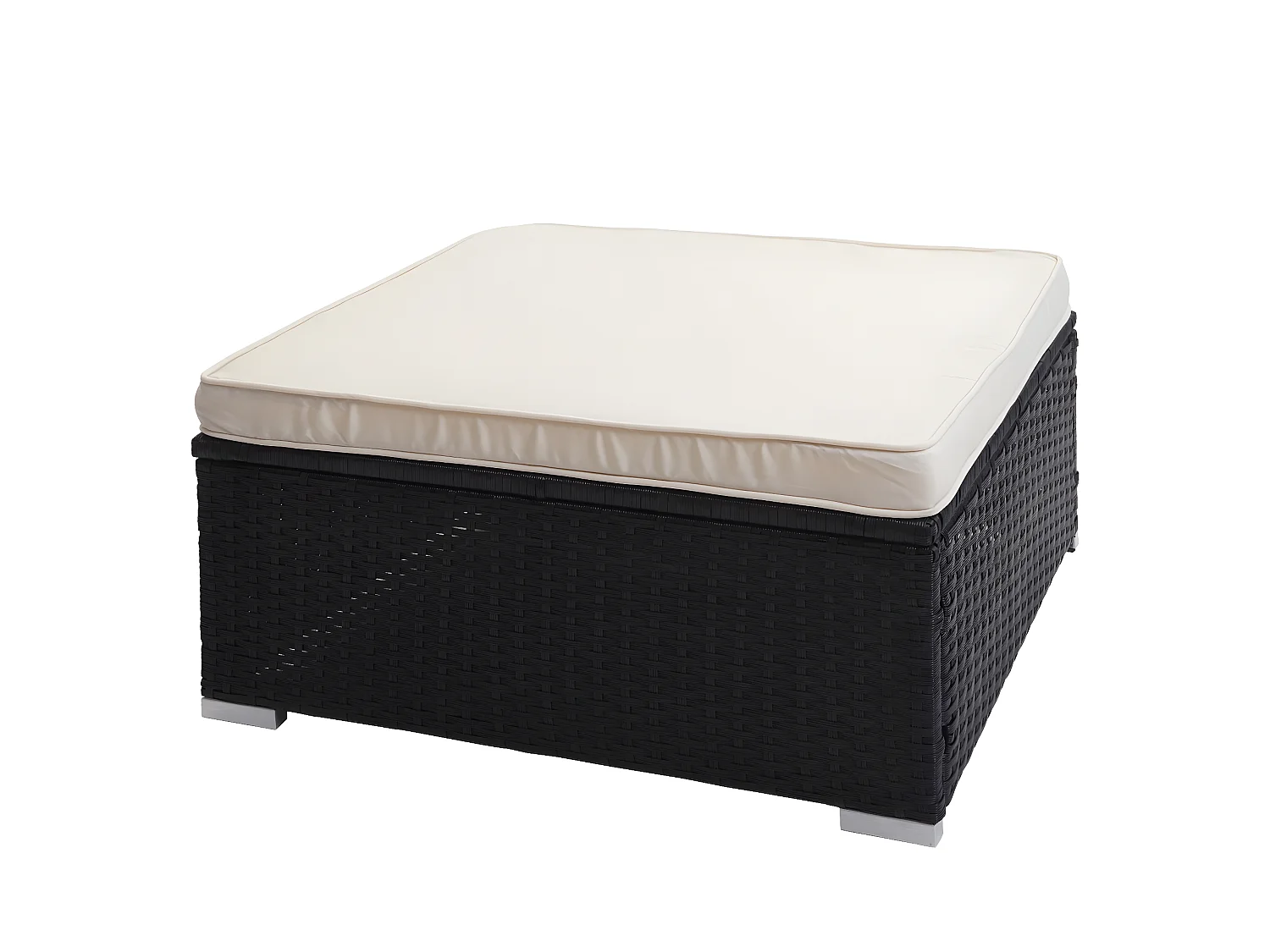 Poly-Rattan-Garnitur Busto, Schwarz, Kissen creme