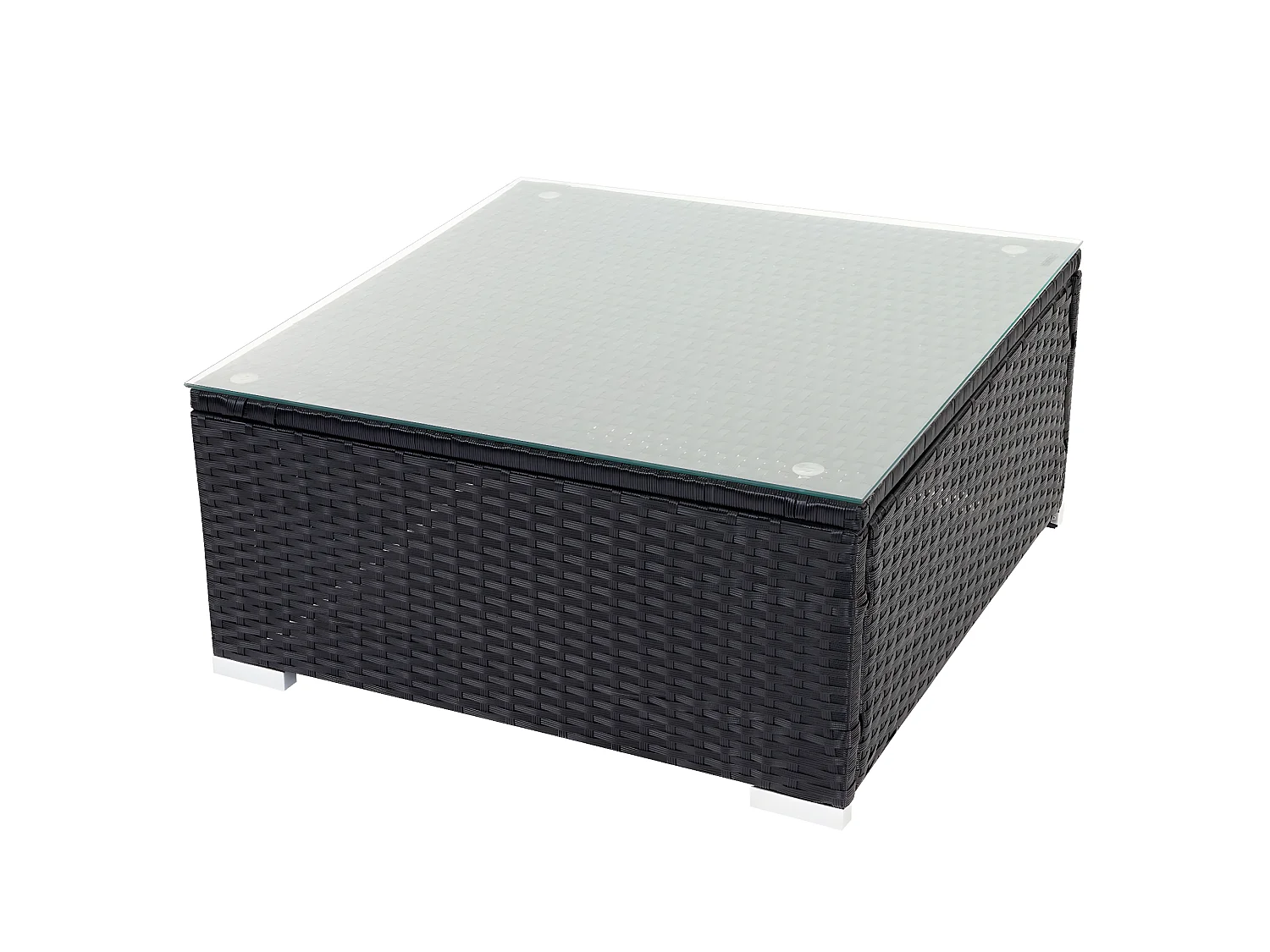 Poly-Rattan-Garnitur Busto, Schwarz, Kissen creme