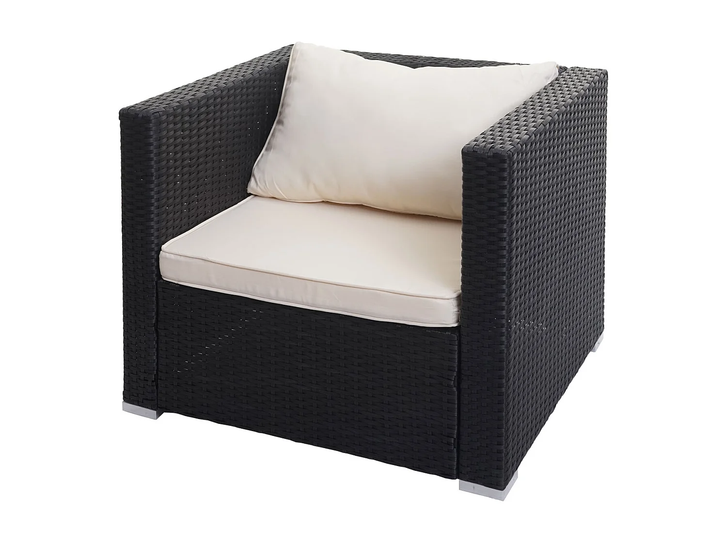 Zestaw z polirattanowym wykończeniem Busto,  czarny, poduszki w kolorze kremowym