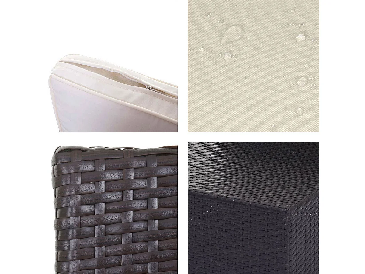 Poly-Rattan-Garnitur MCW-D28 (5-teilig), Braun, Polster creme ohne Deko-Kissen/Abdeckung