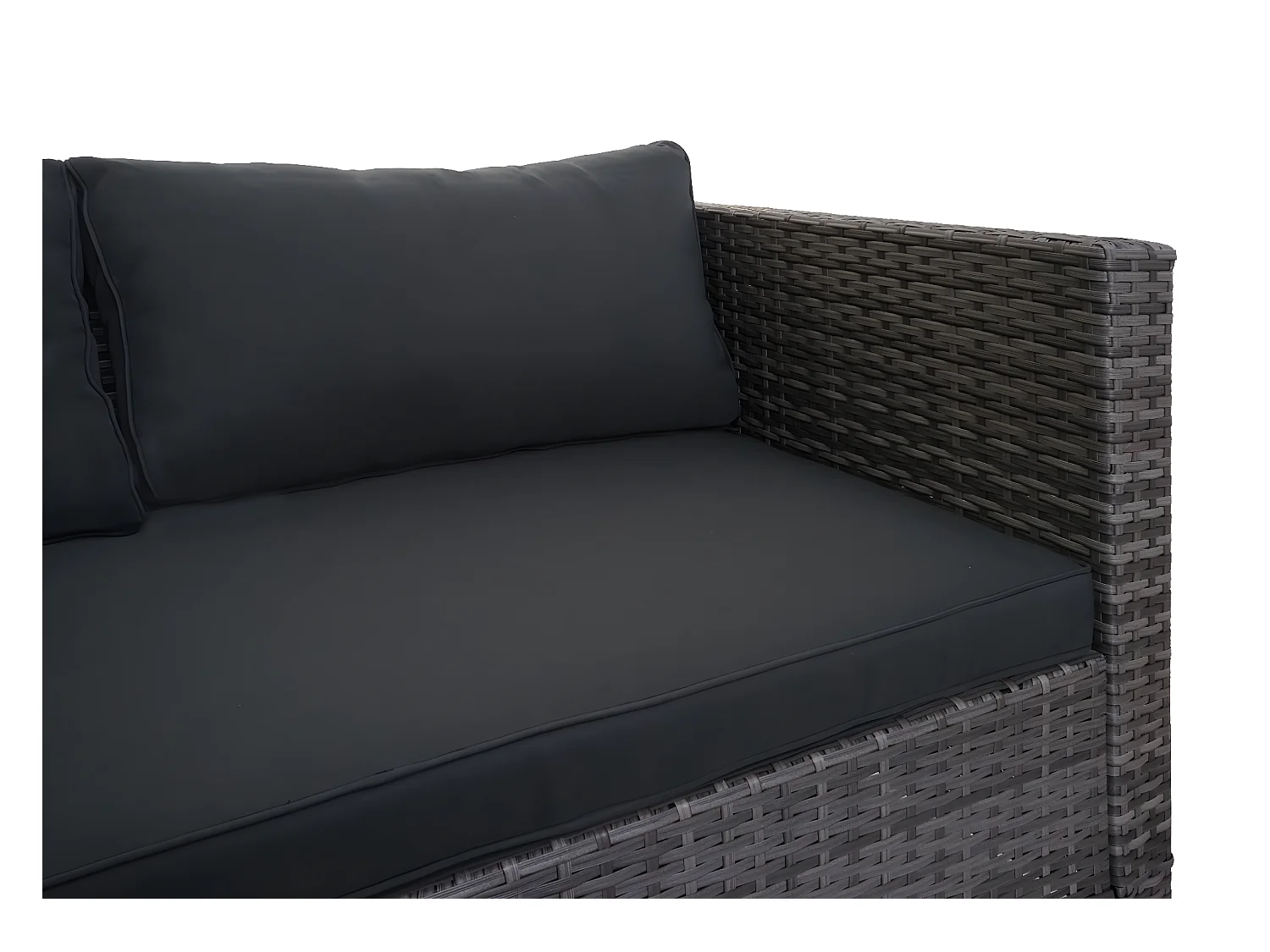 Zestaw polirattanowy MCW-F57 (3-częściowy),  szary, poduszki ciemnoszare bez poduszek dekoracyjnych