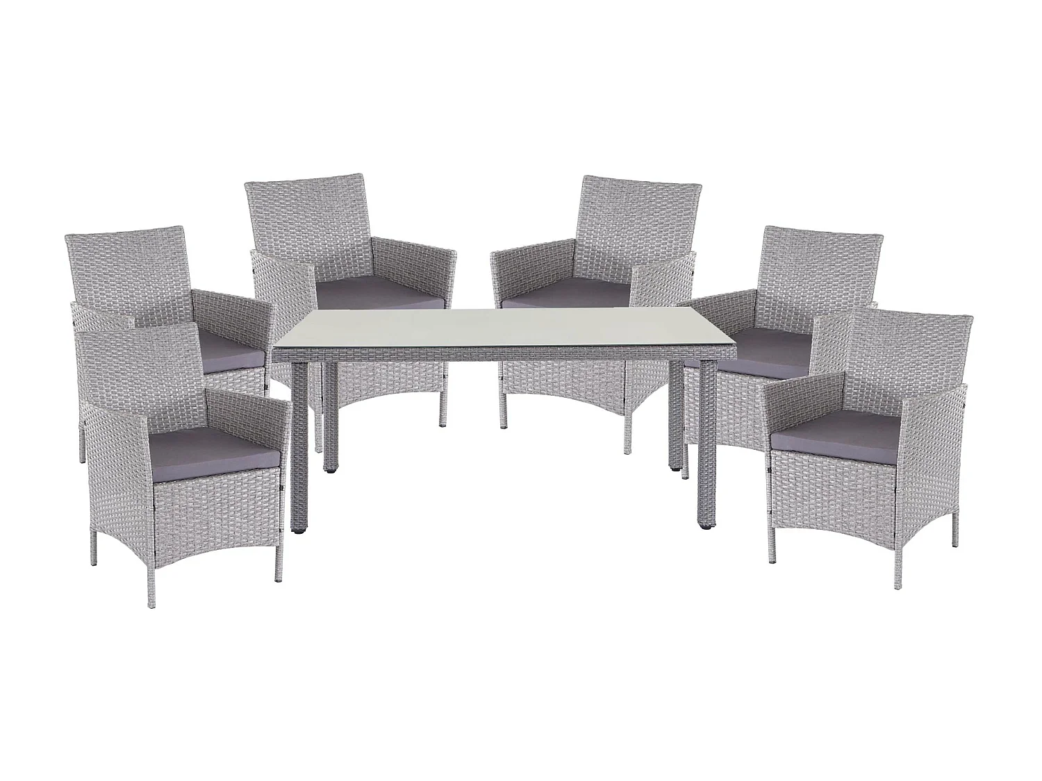 Zestaw rattanowy Hamar (7 elementów),  szary, poduszki antracytowe