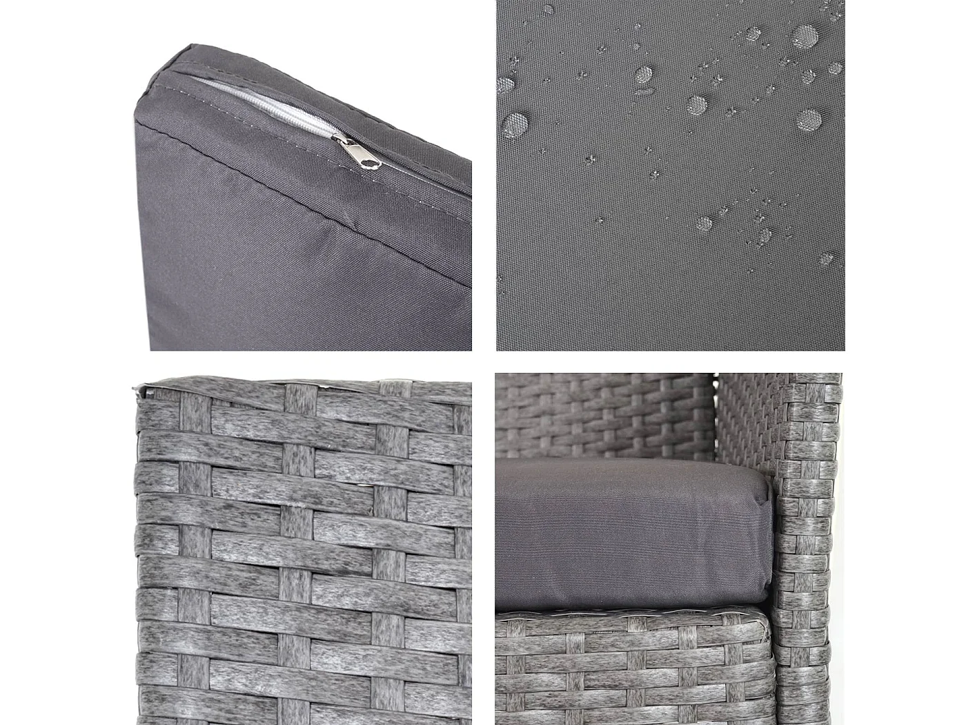 Poly-Rattan-Garnitur  Hamar (7-teilig), Grau, Kissen anthrazit