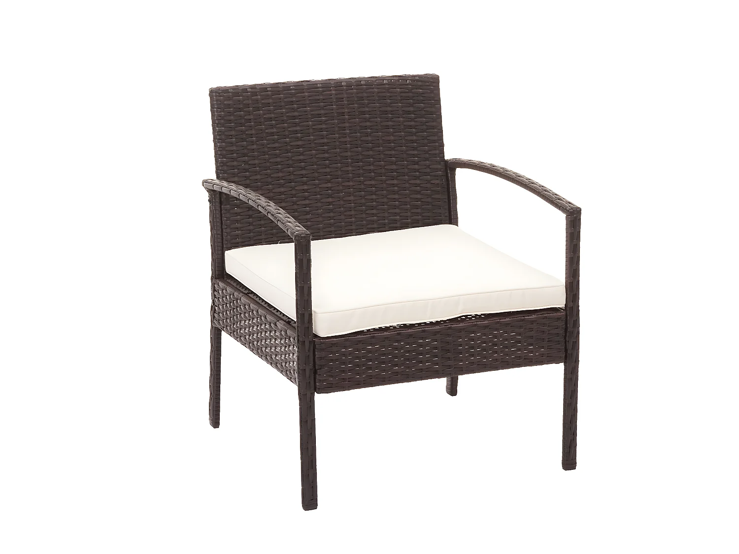 Poly-rattan set MCW-F56 (4-delig),  bruin, crèmekleurige kussens