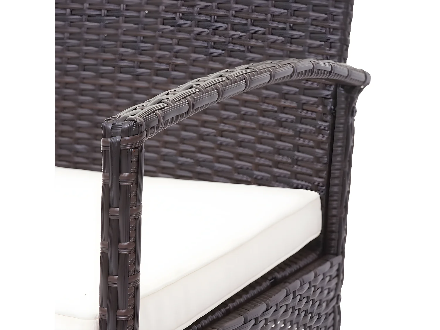 Poly-rattan set MCW-F56 (4-delig),  bruin, crèmekleurige kussens