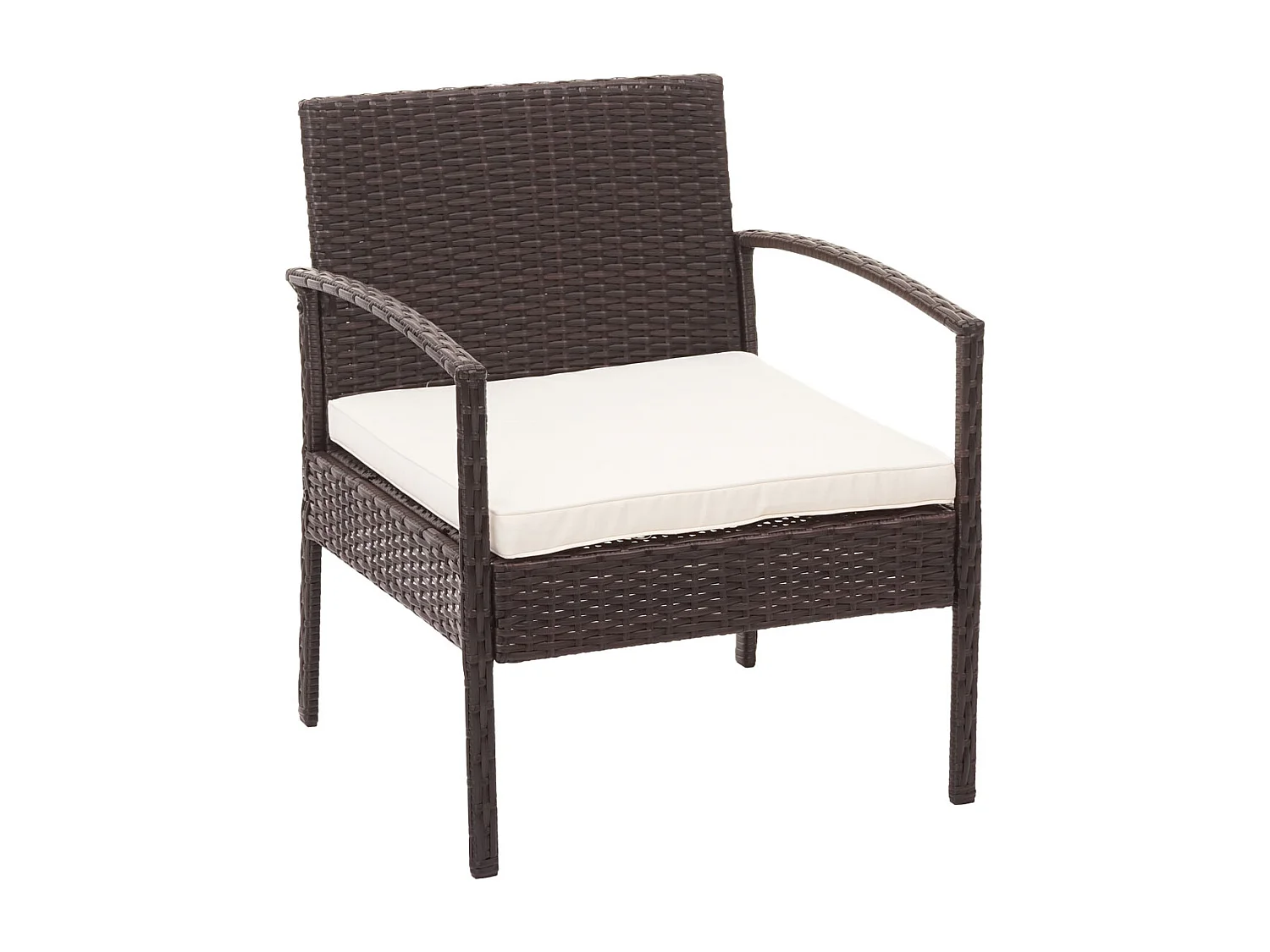 Zestaw polirattanowy MCW-F56 (4-częściowy),  brązowy, kremowe poduszki