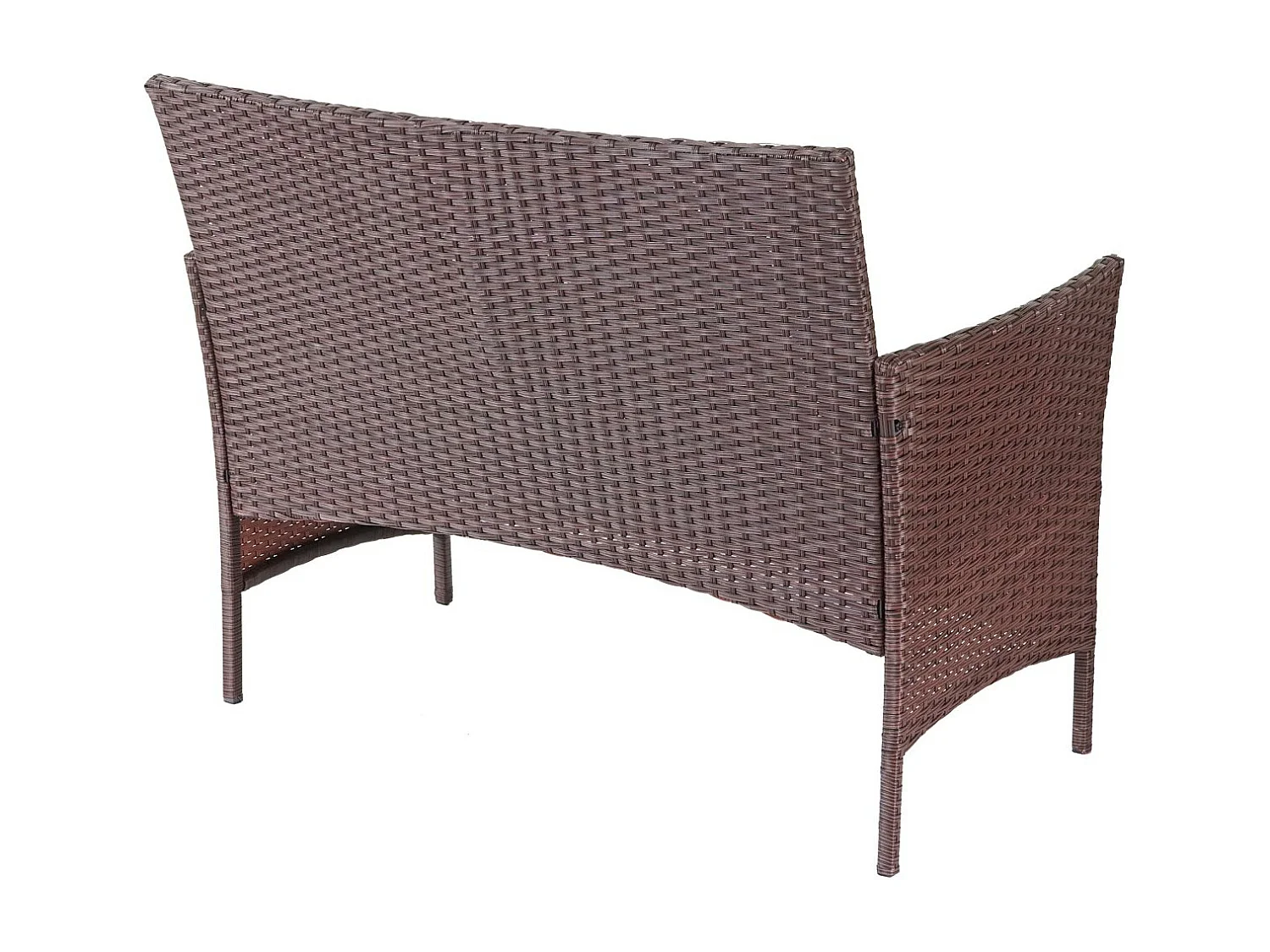 Set salotto giardino esterno salottino elegante MCW-D82 polyrattan marrone con cuscini avorio