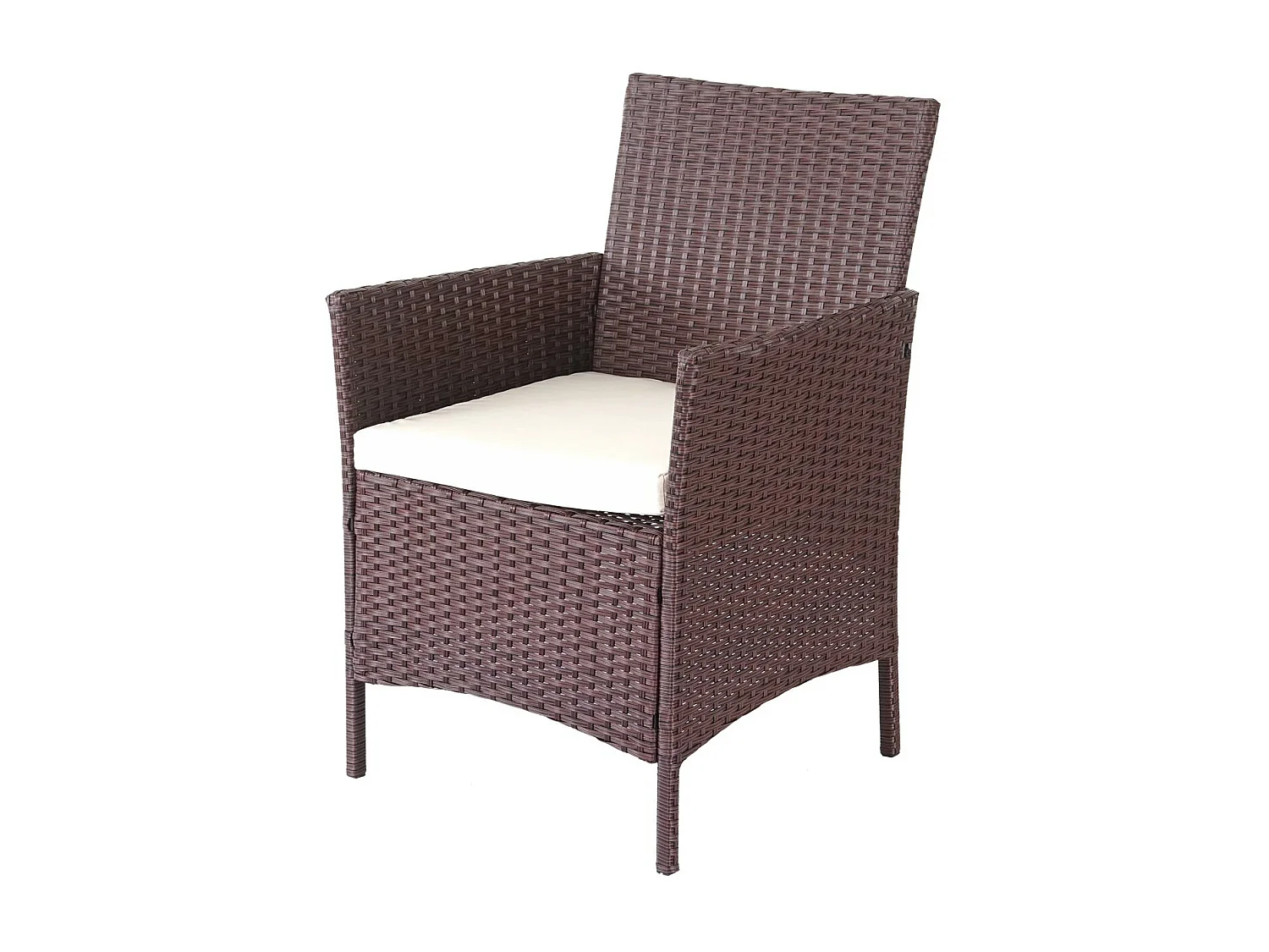 Set salotto giardino esterno salottino elegante MCW-D82 polyrattan marrone con cuscini avorio