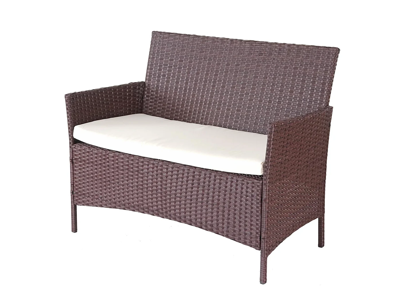 Zestaw polirattanowy MCW-D82 (4-częściowy),  brązowo-motylkowy z kremowymi poduszkami