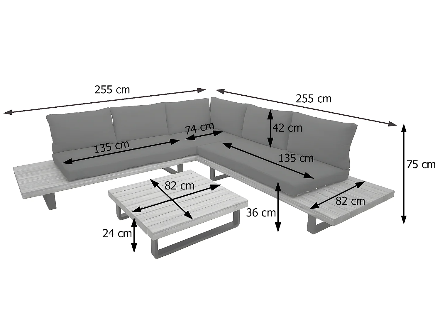 Tuinset MCW-H54 (set van 2),  lichtbruin, beige bekleding