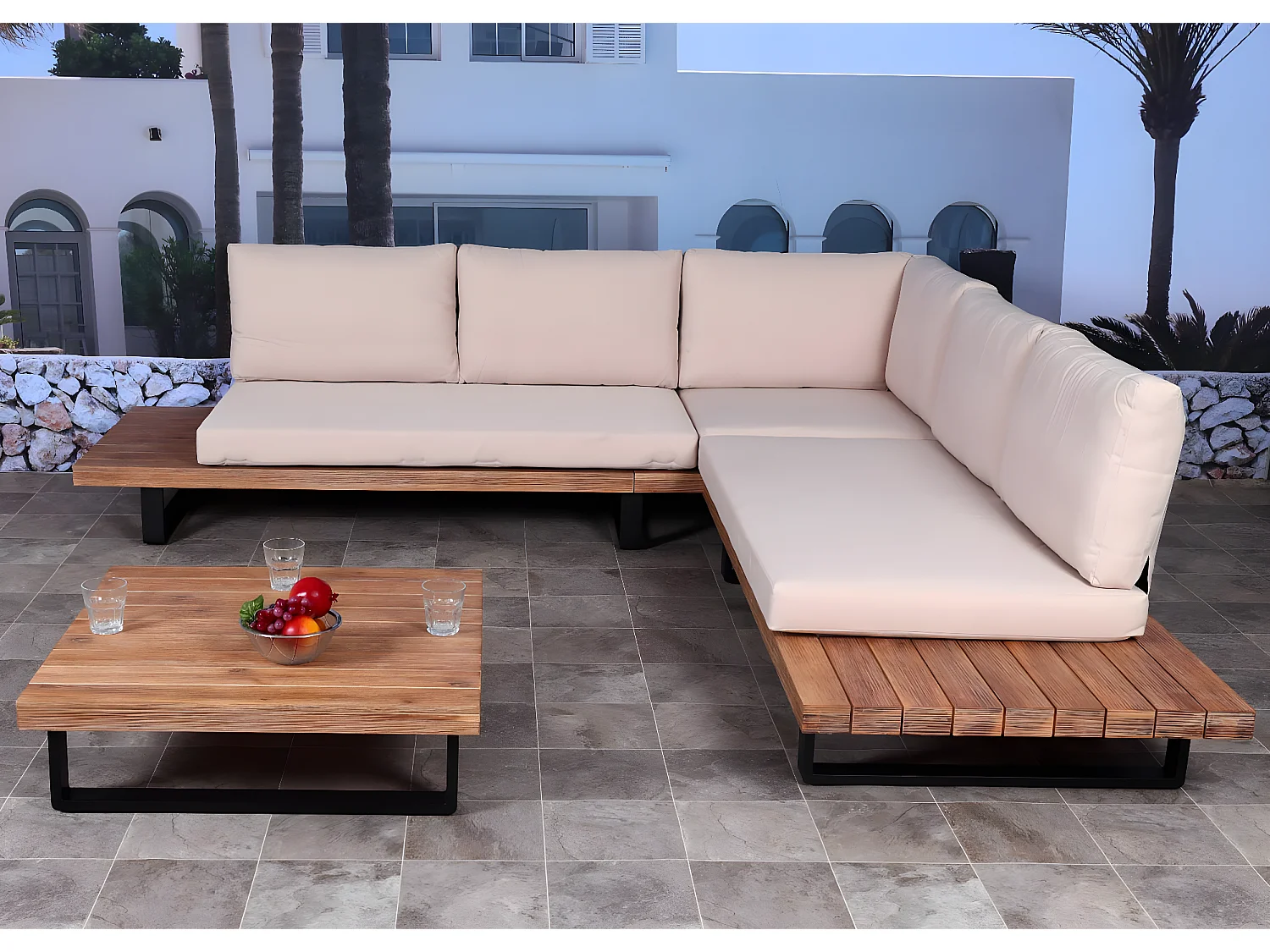 Tuinset MCW-H54 (set van 2),  lichtbruin, beige bekleding