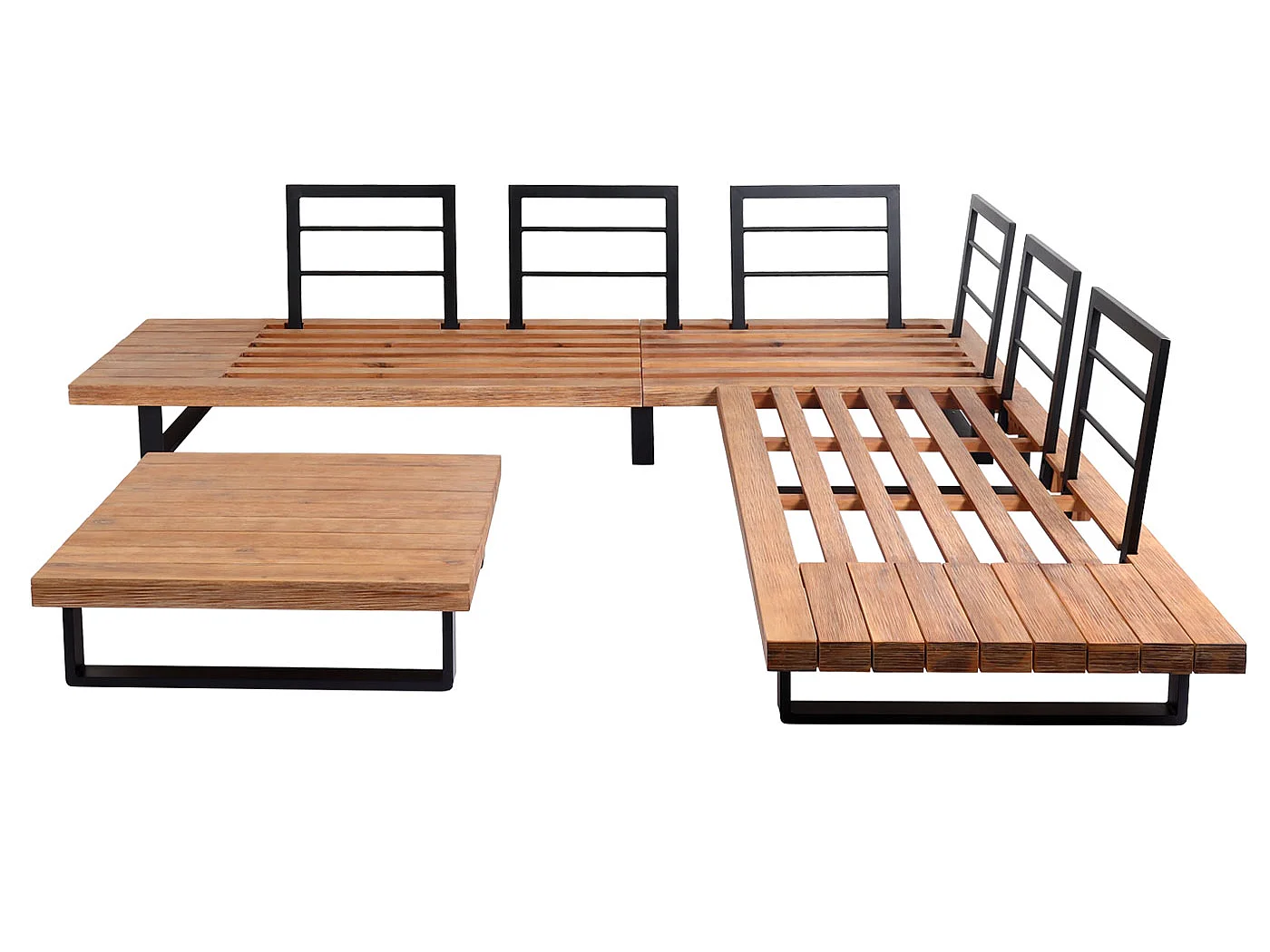 Zestaw ogrodowy MCW-H54 (zestaw 2-częściowy),  jasnobrązowy, tapicerka w kolorze beżowym