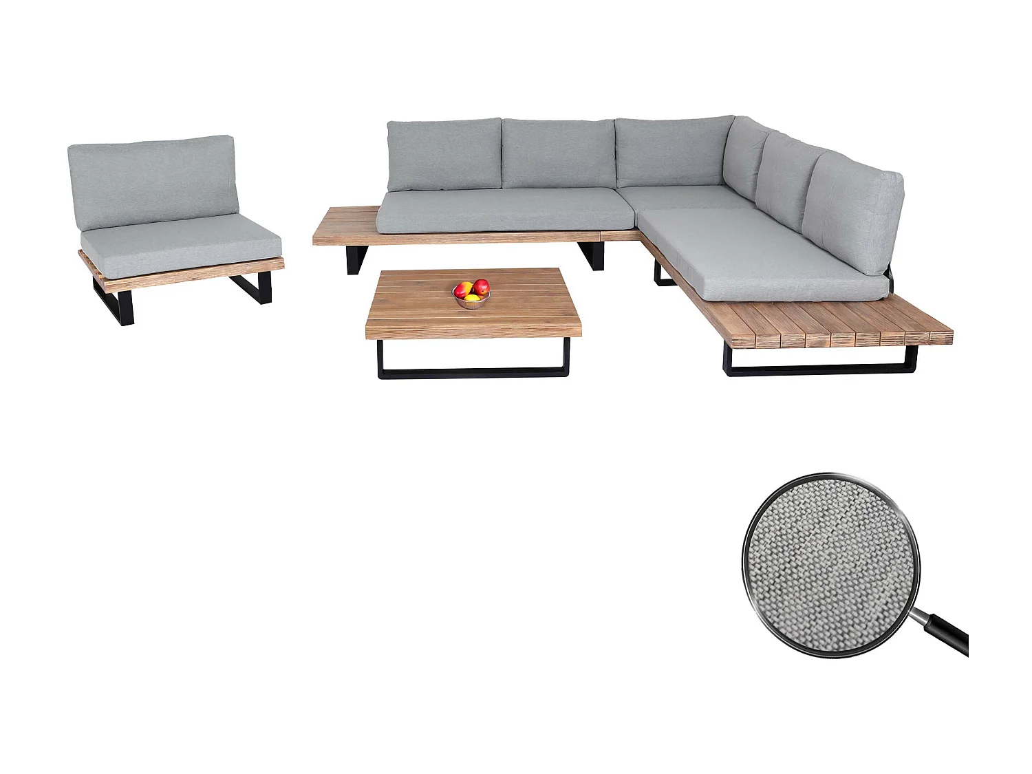 Tuinset MCW-H54 (set van 4),  lichtbruin, lichtgrijze bekleding