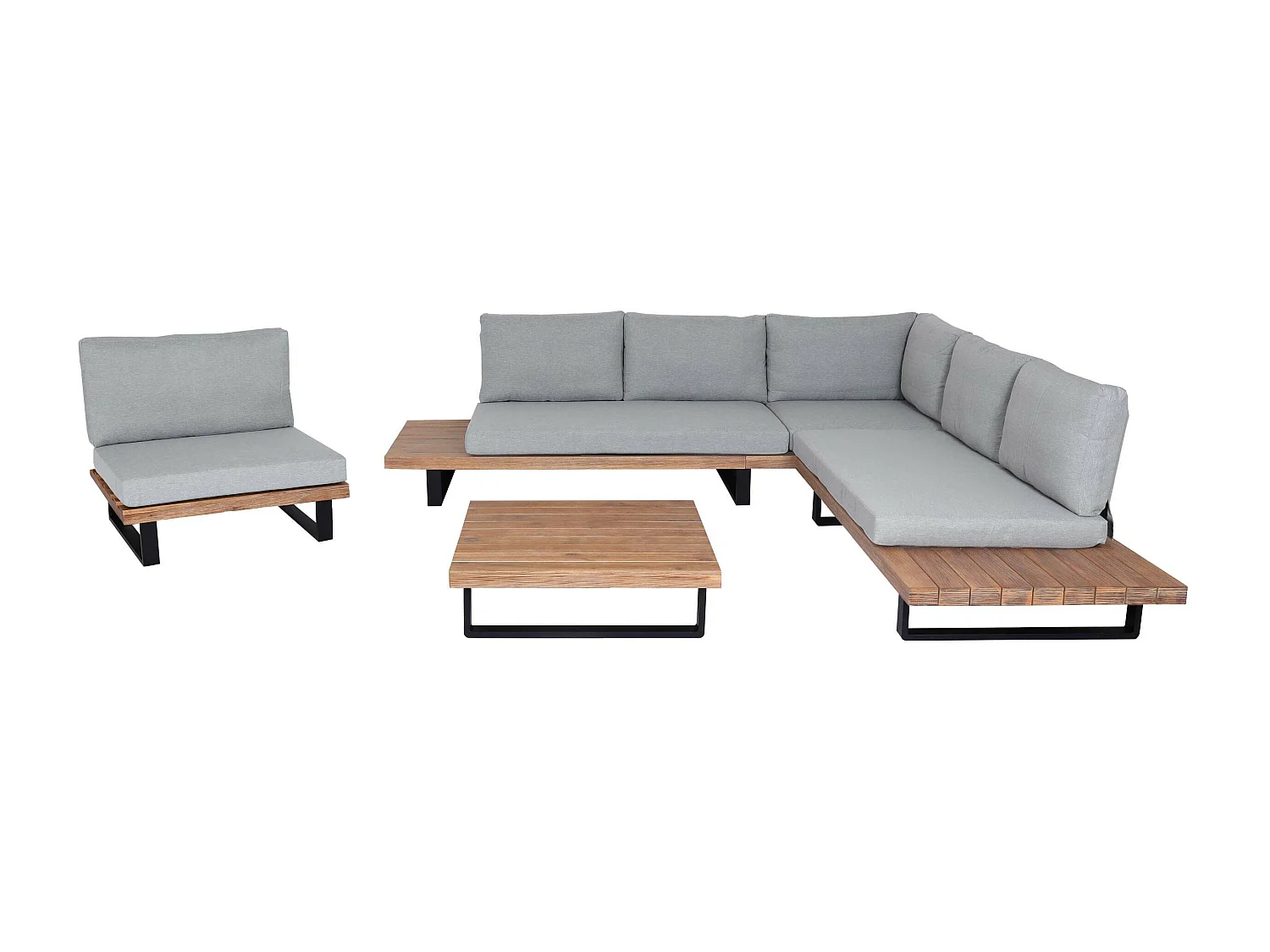 Tuinset MCW-H54 (set van 4),  lichtbruin, lichtgrijze bekleding