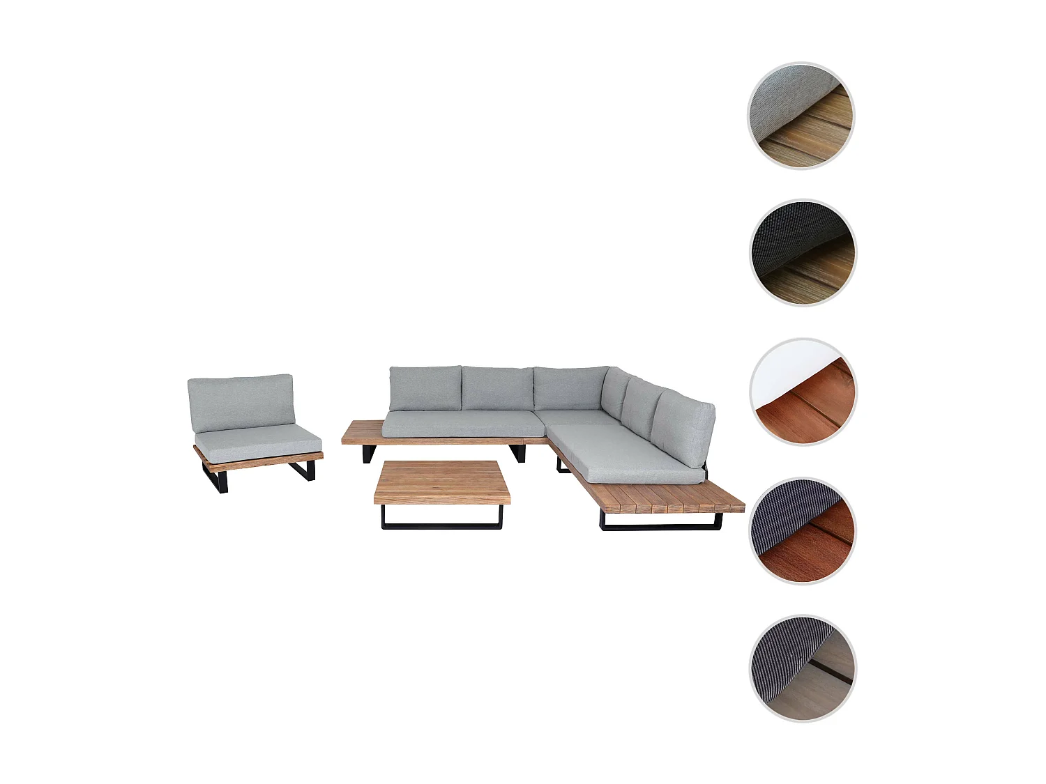 Tuinset MCW-H54 (set van 4),  lichtbruin, lichtgrijze bekleding