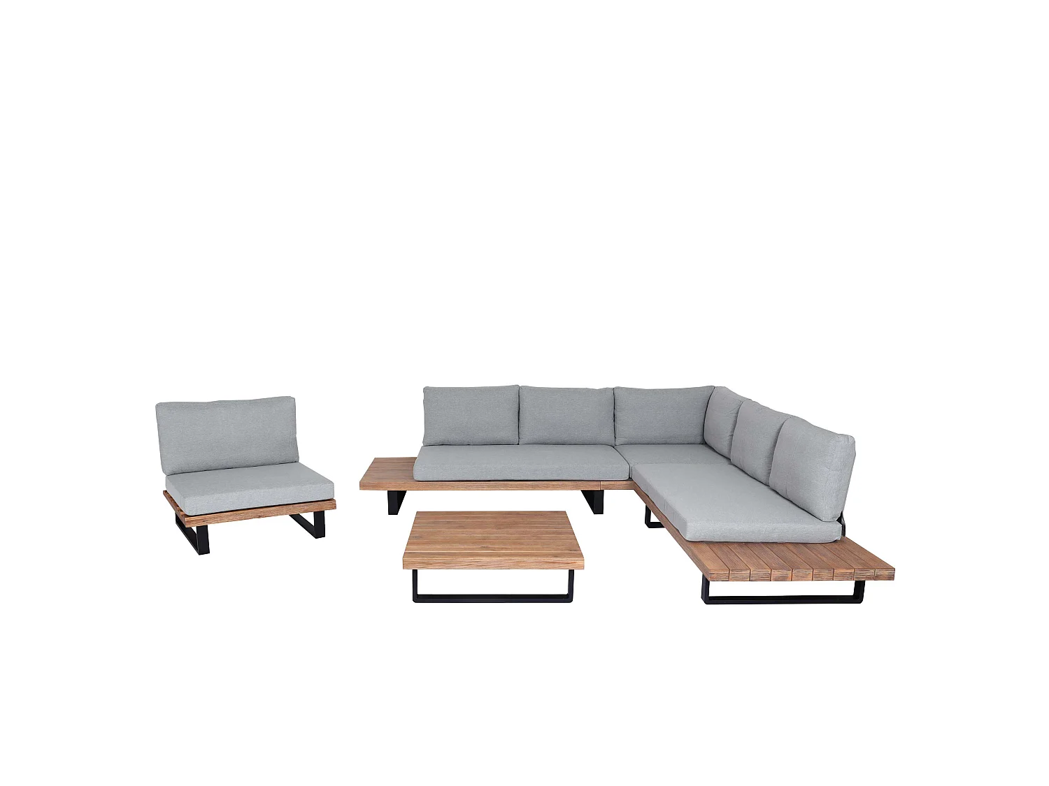 Zestaw ogrodowy MCW-H54 (zestaw 4-częściowy),  jasnobrązowy, tapicerka jasnoszara