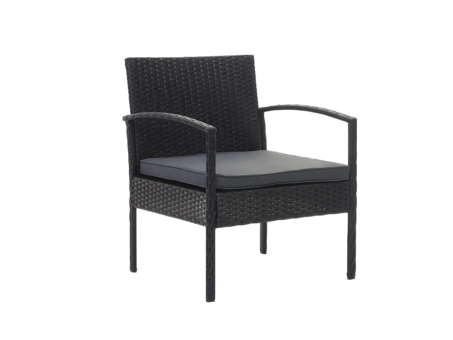 Zestaw polirattanowy MCW-F56 (4-częściowy),  czarny, ciemnoszare poduszki