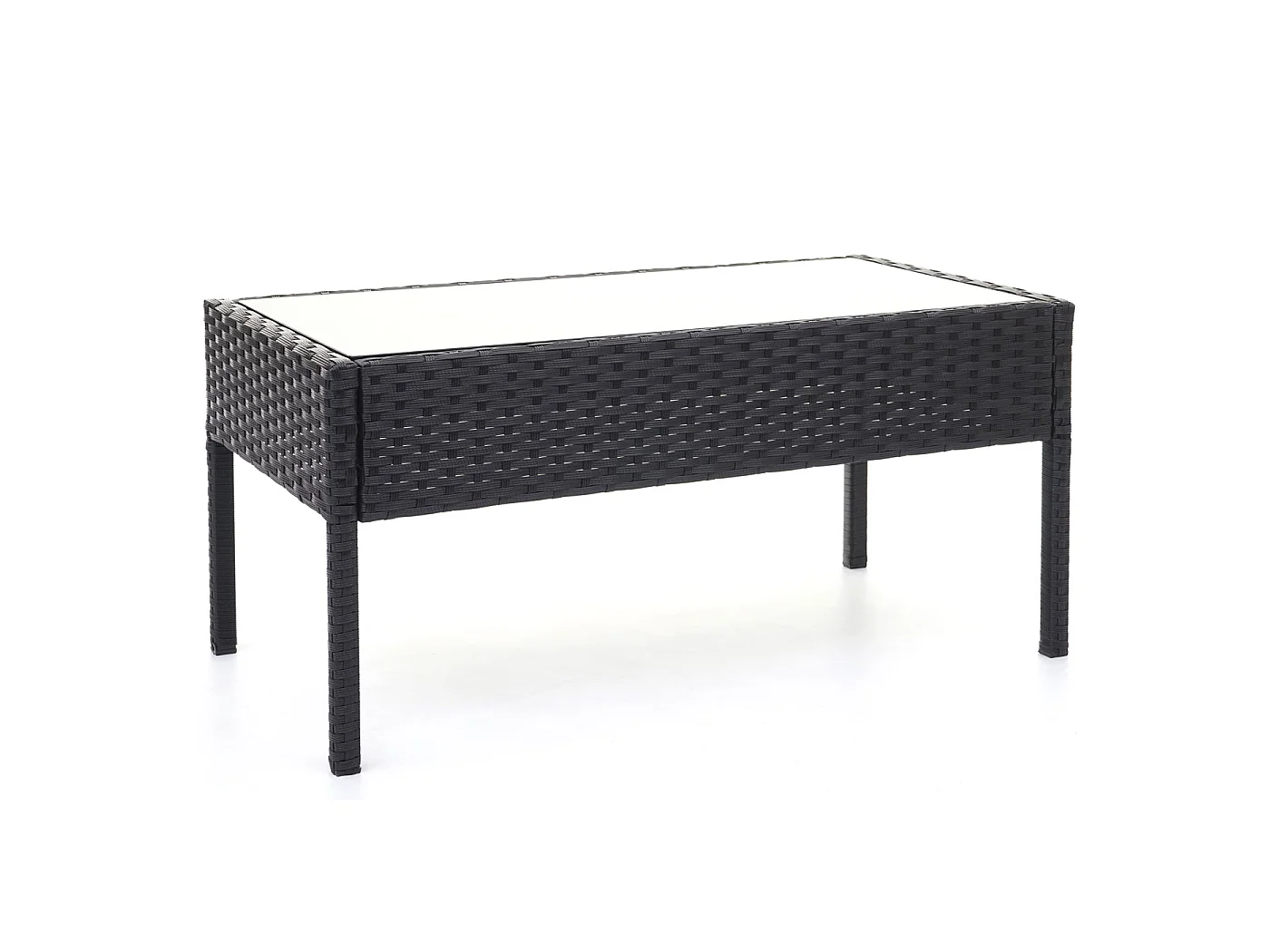 Zestaw polirattanowy MCW-F56 (4-częściowy),  czarny, ciemnoszare poduszki