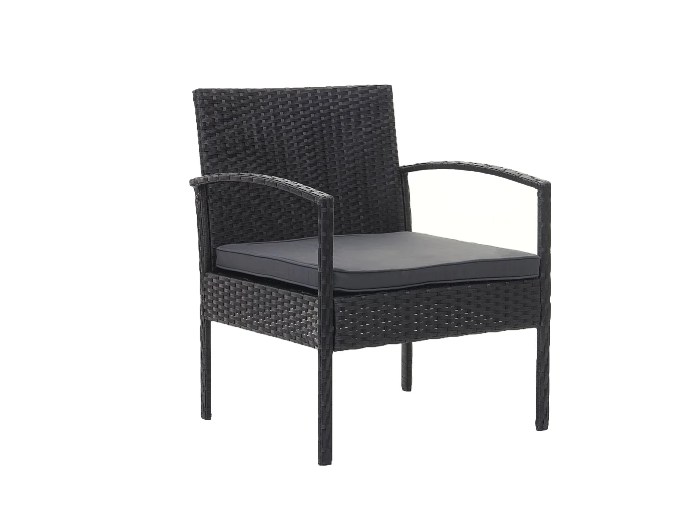 Zestaw polirattanowy MCW-F56 (4-częściowy),  czarny, ciemnoszare poduszki