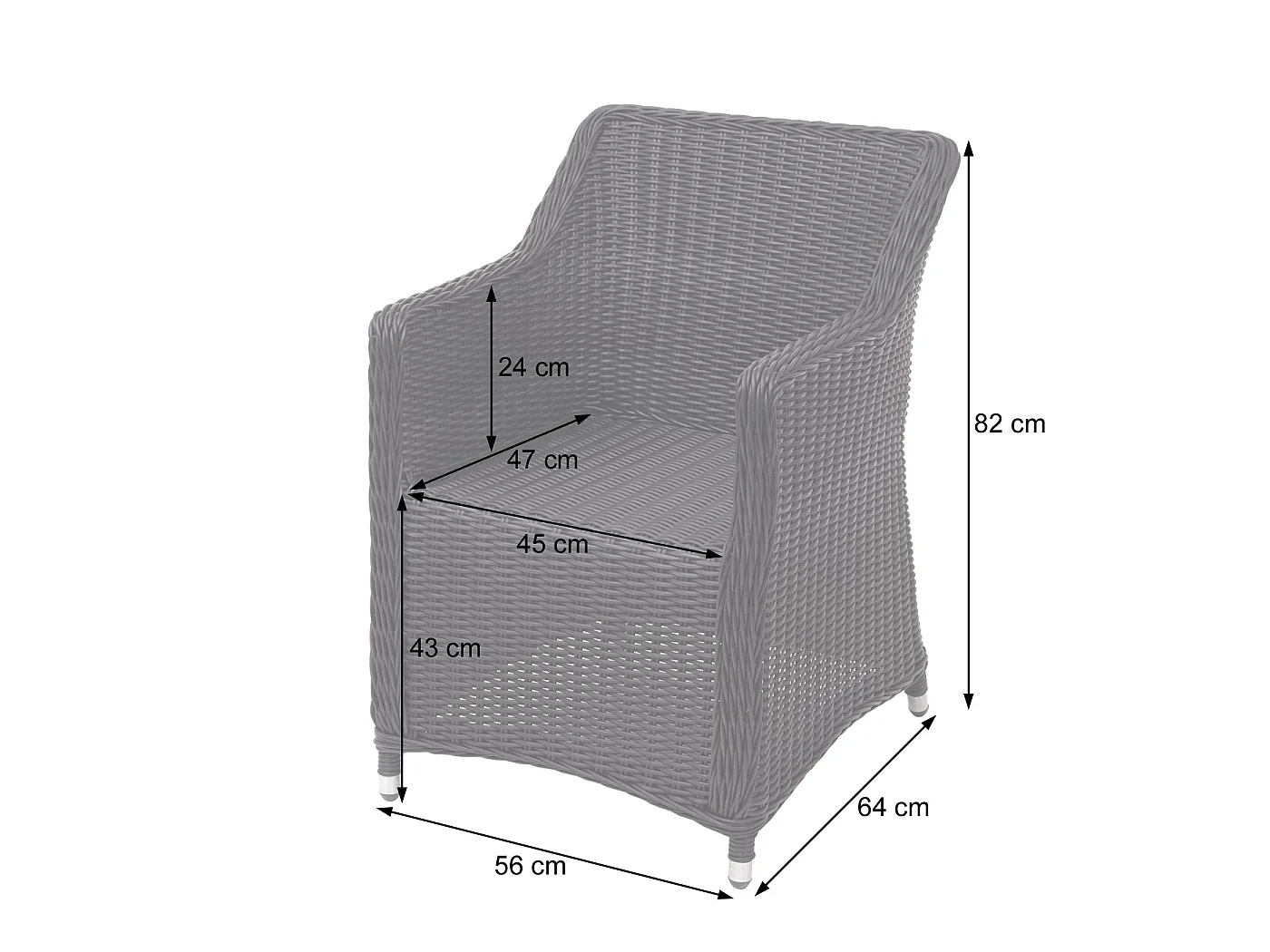 Set salotto giardino esterno salottino MCW-F51 polyrattan tavolo con 4x poltrone antracite grigio scuro