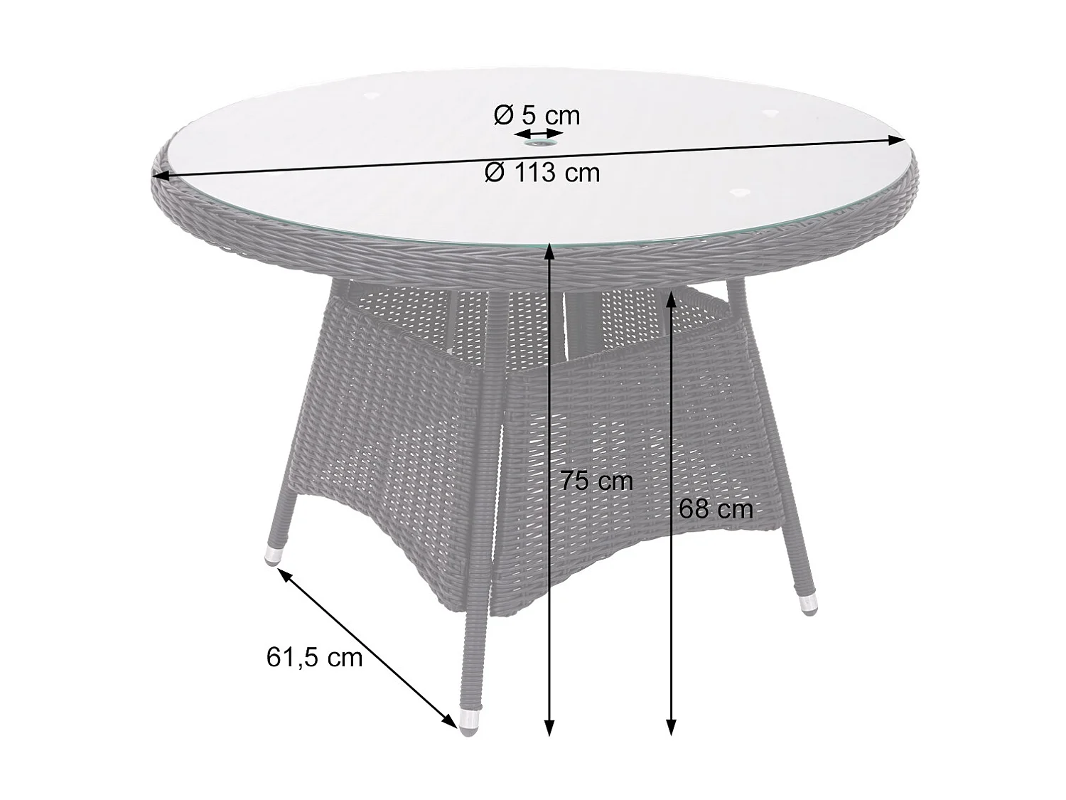 Set salotto giardino esterno salottino MCW-F51 polyrattan tavolo con 4x poltrone antracite grigio scuro