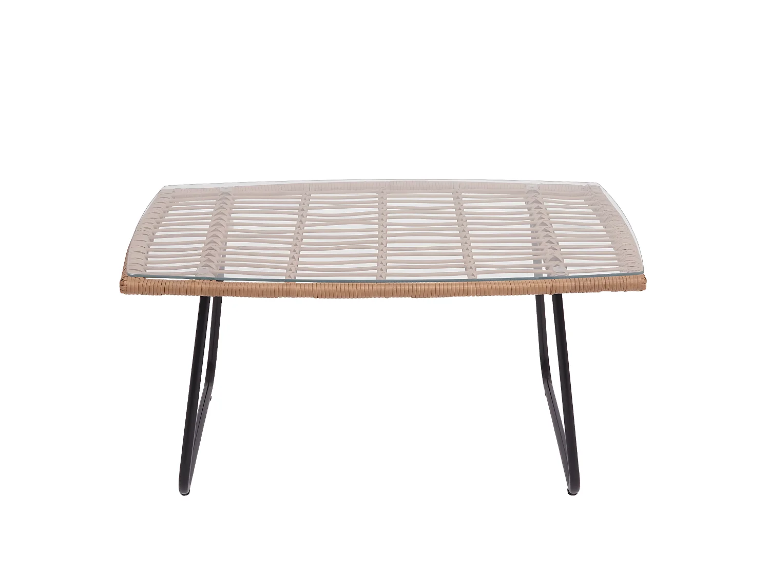 Polyrattan Garnitur MCW-G17a (4-teilig), Naturfarben, Polster creme ohne Dekokissen